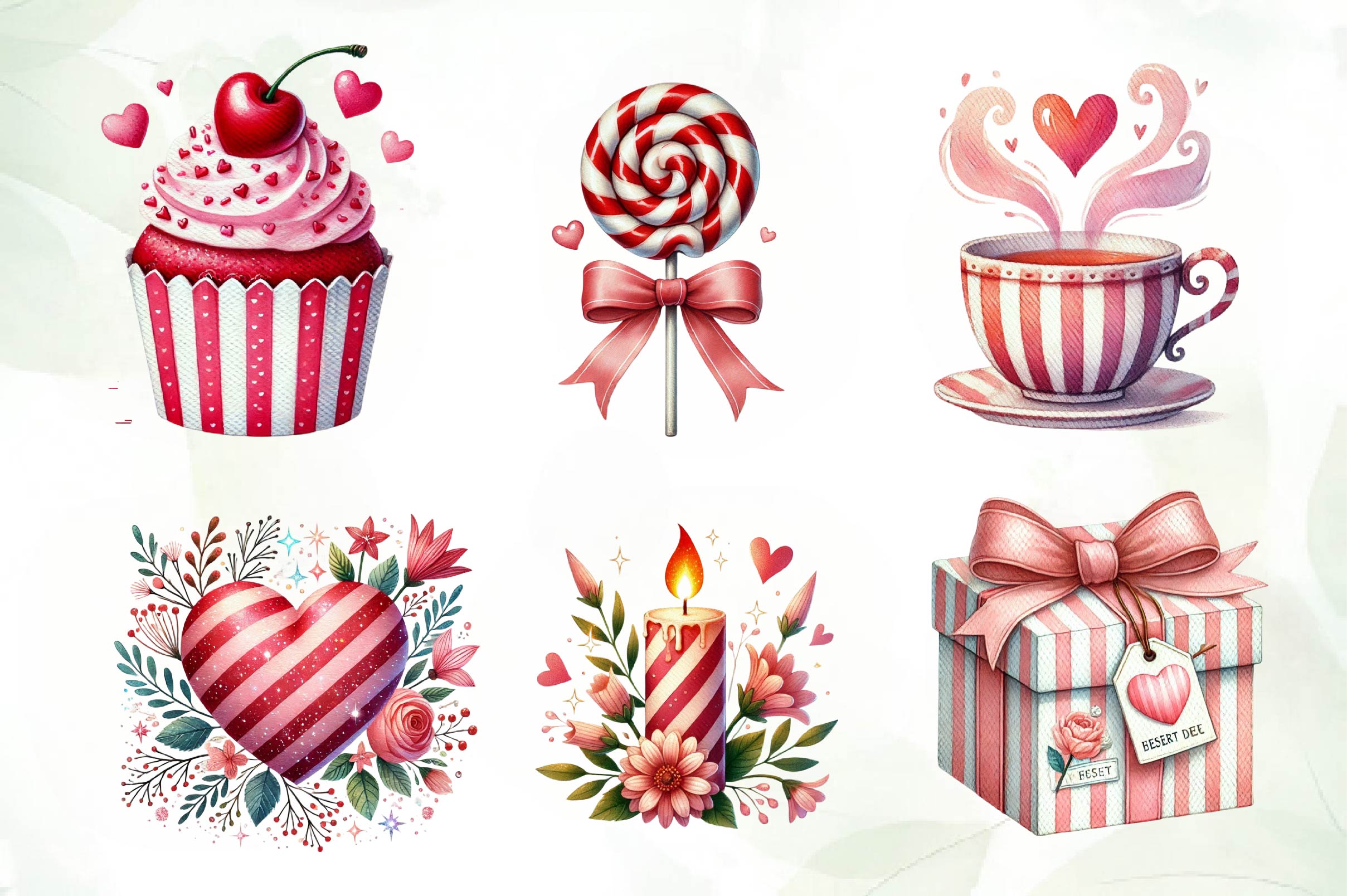 Striped Valentines Clipart Bundle
