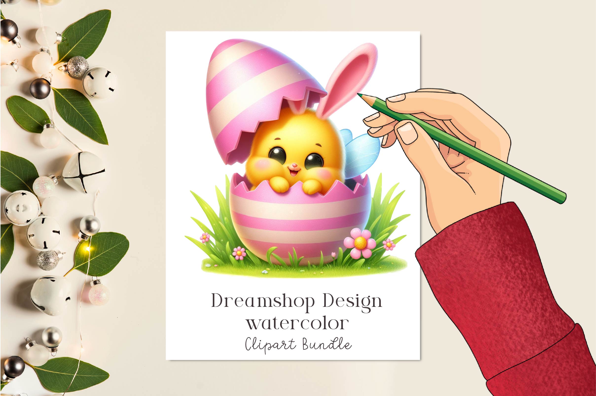 Easter Eggshell Bees Peeking Clipart Bundle