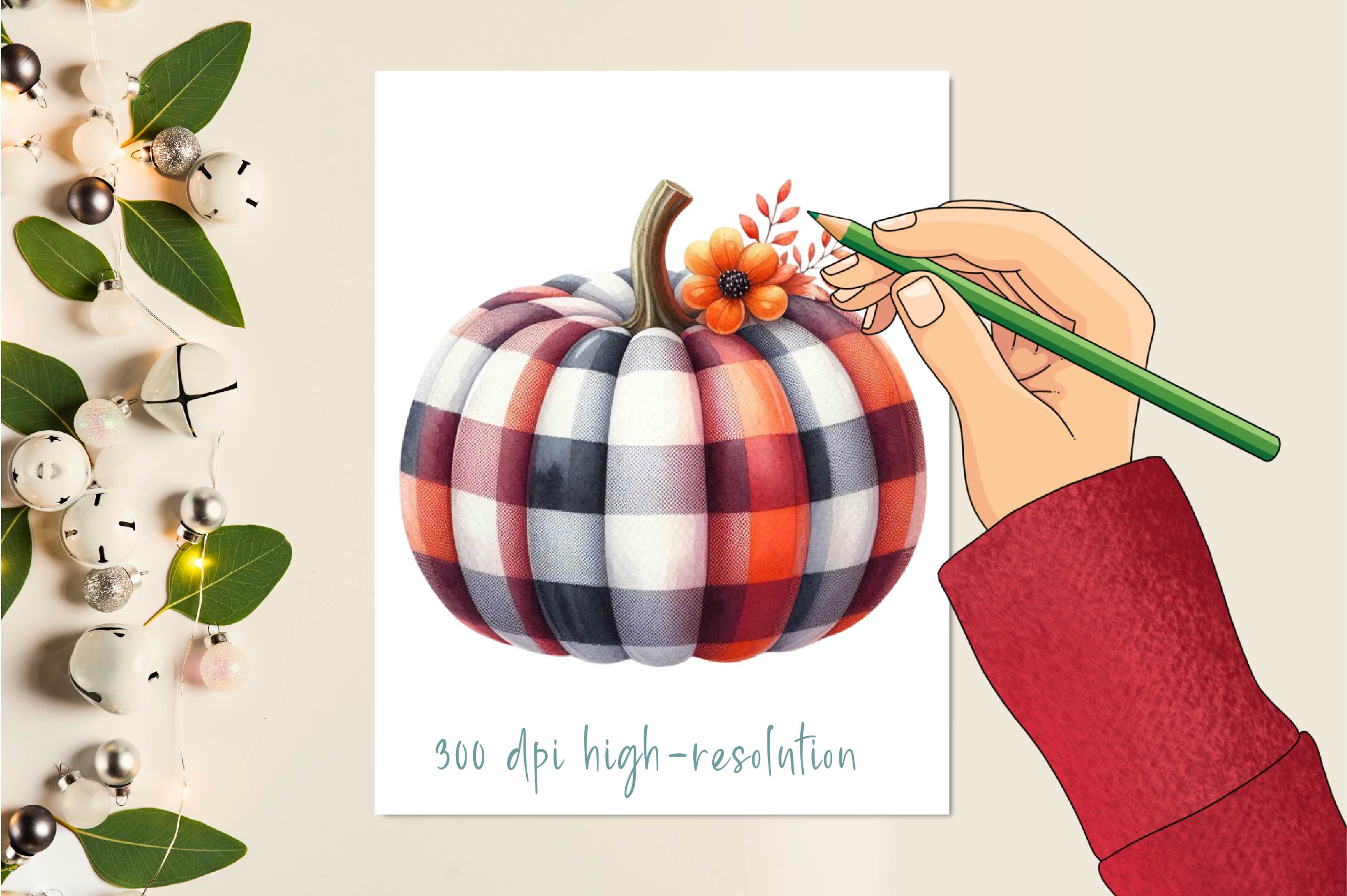 Checkered Pumpkin Clipart Bundle