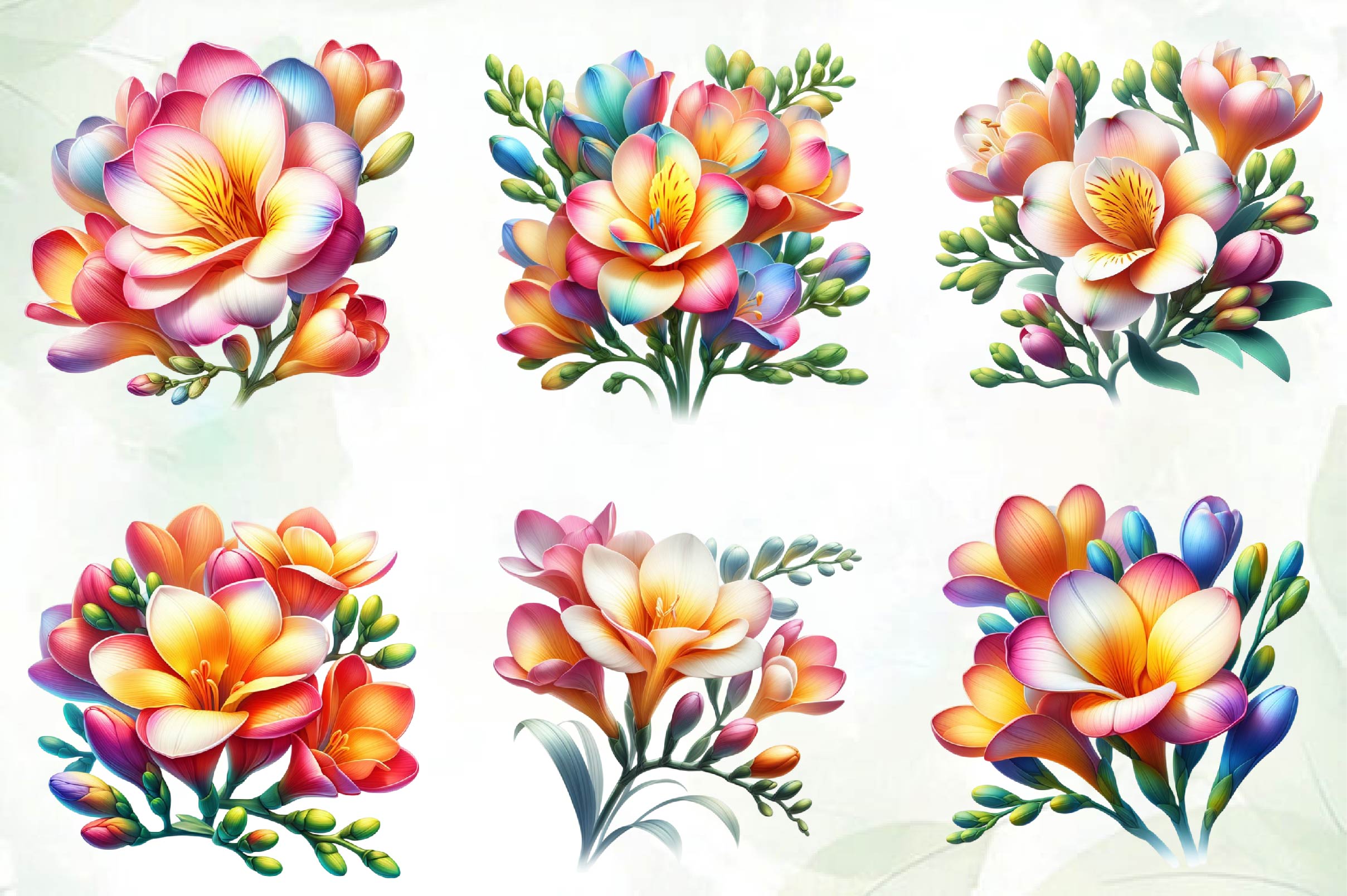 Freesia Flower Clipart Bundle
