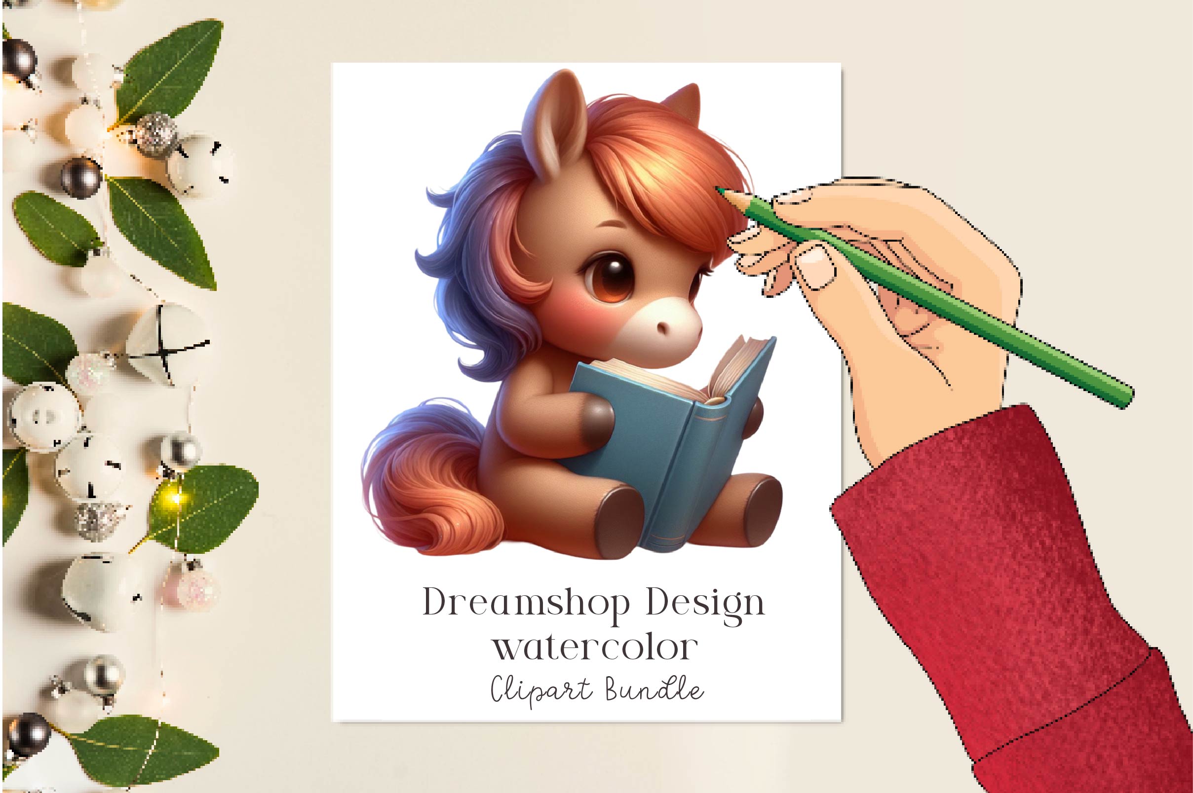 Cute Spring Horse Clipart Bundle