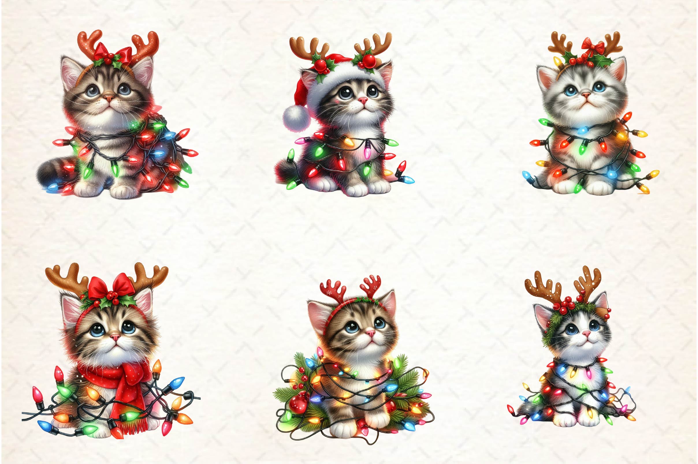 Christmas Kitty Clipart Bundle