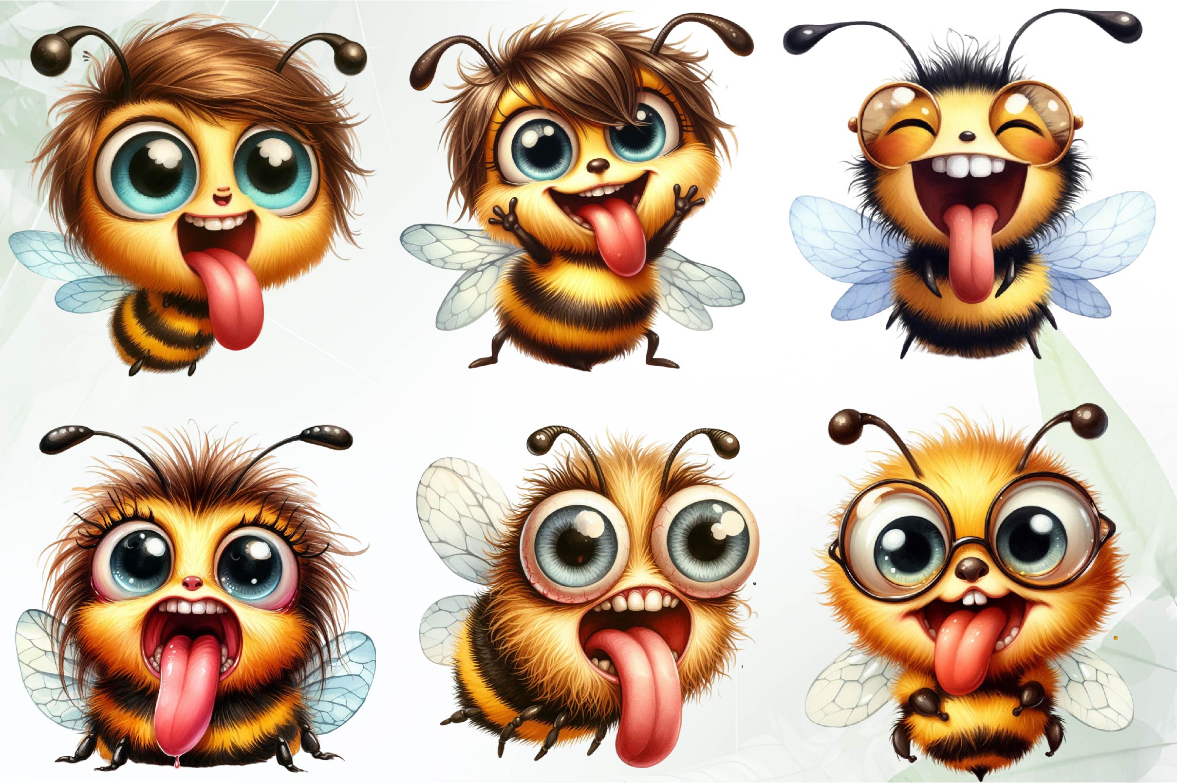 Crazy Funny Bee Clipart Bundle