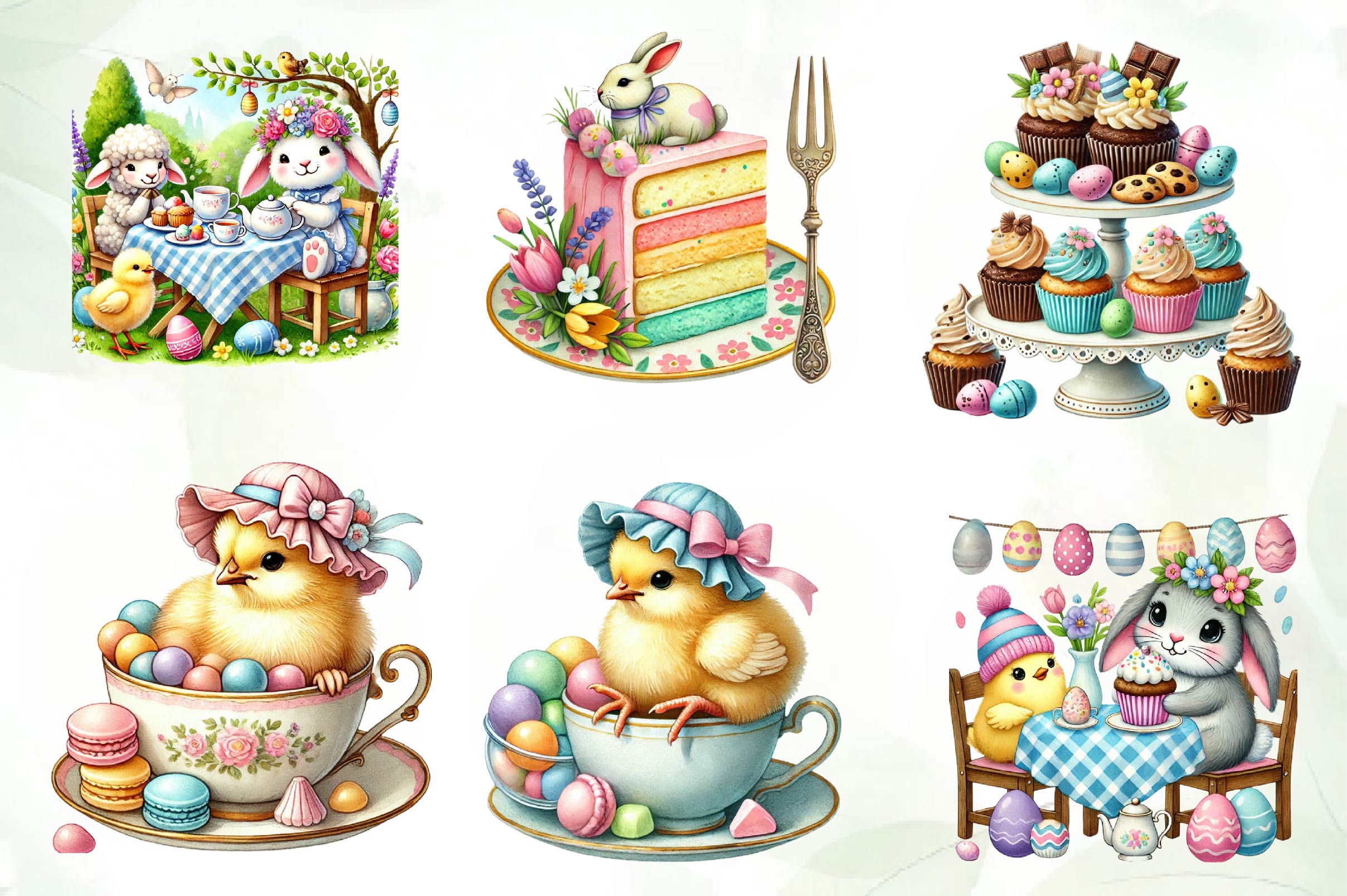 Easter Day Tea Party Clipart Bundle