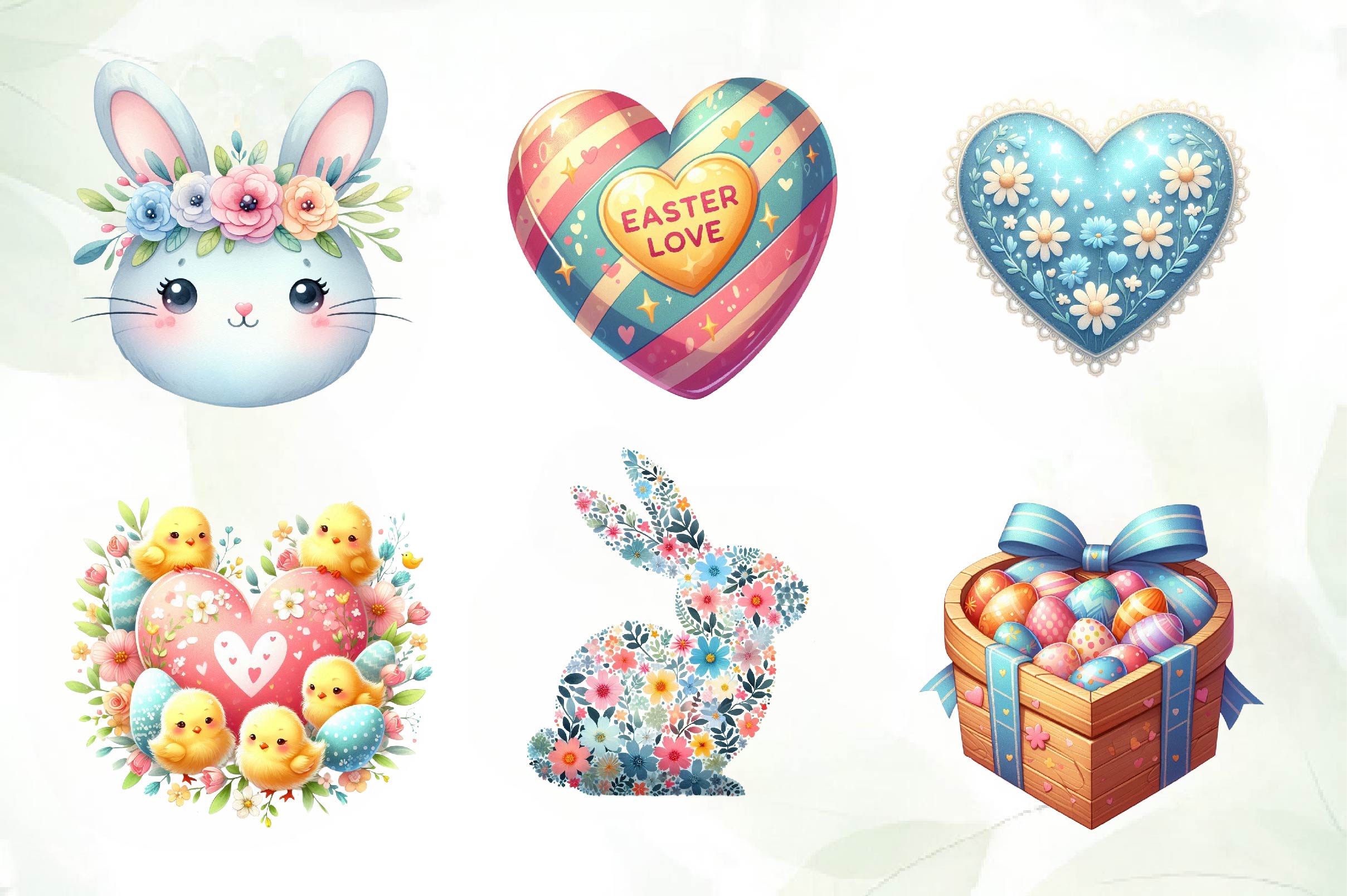 Easter Hearts Clipart Bundle