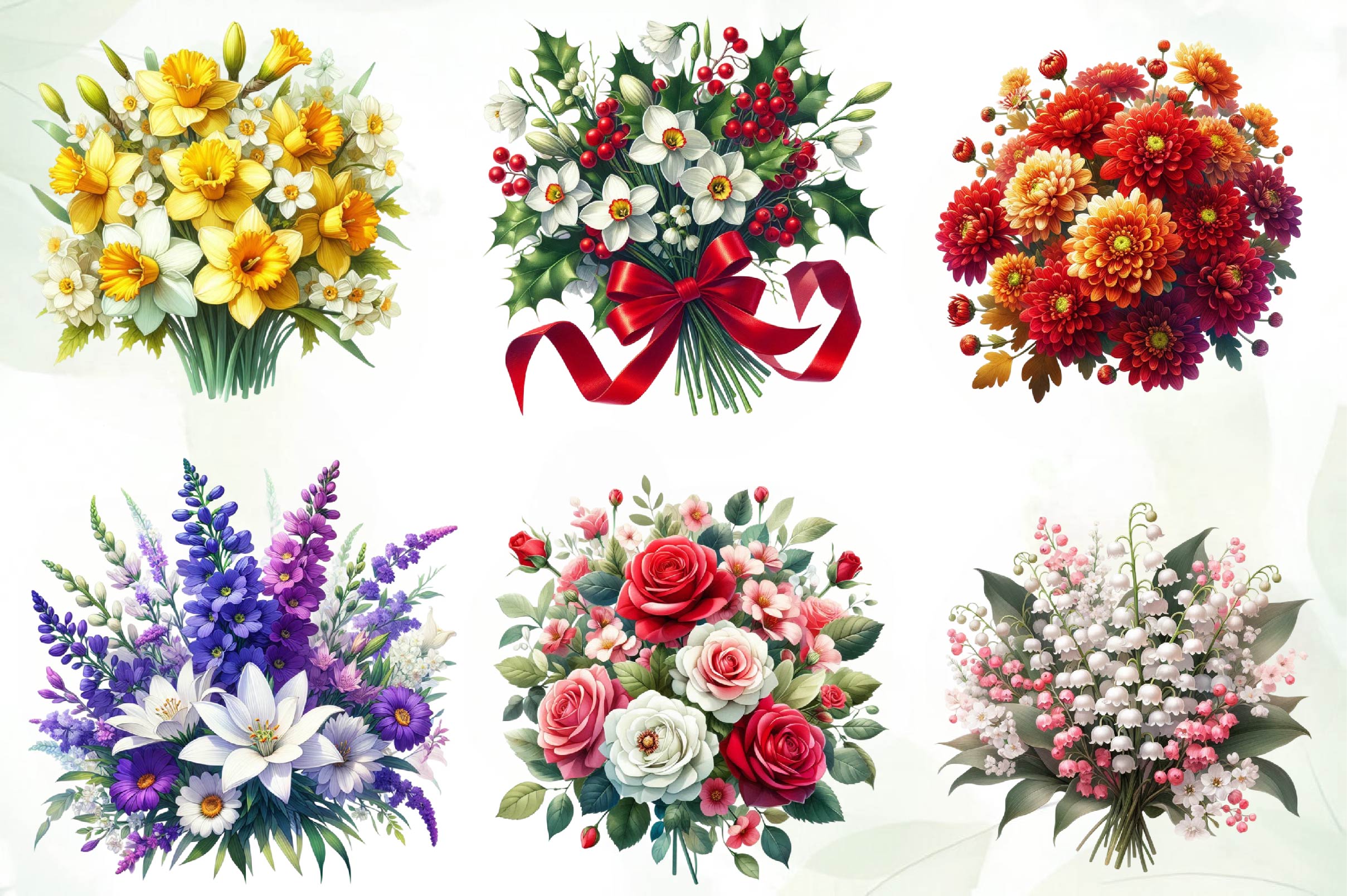 Birth Month Flower Clipart Bundle
