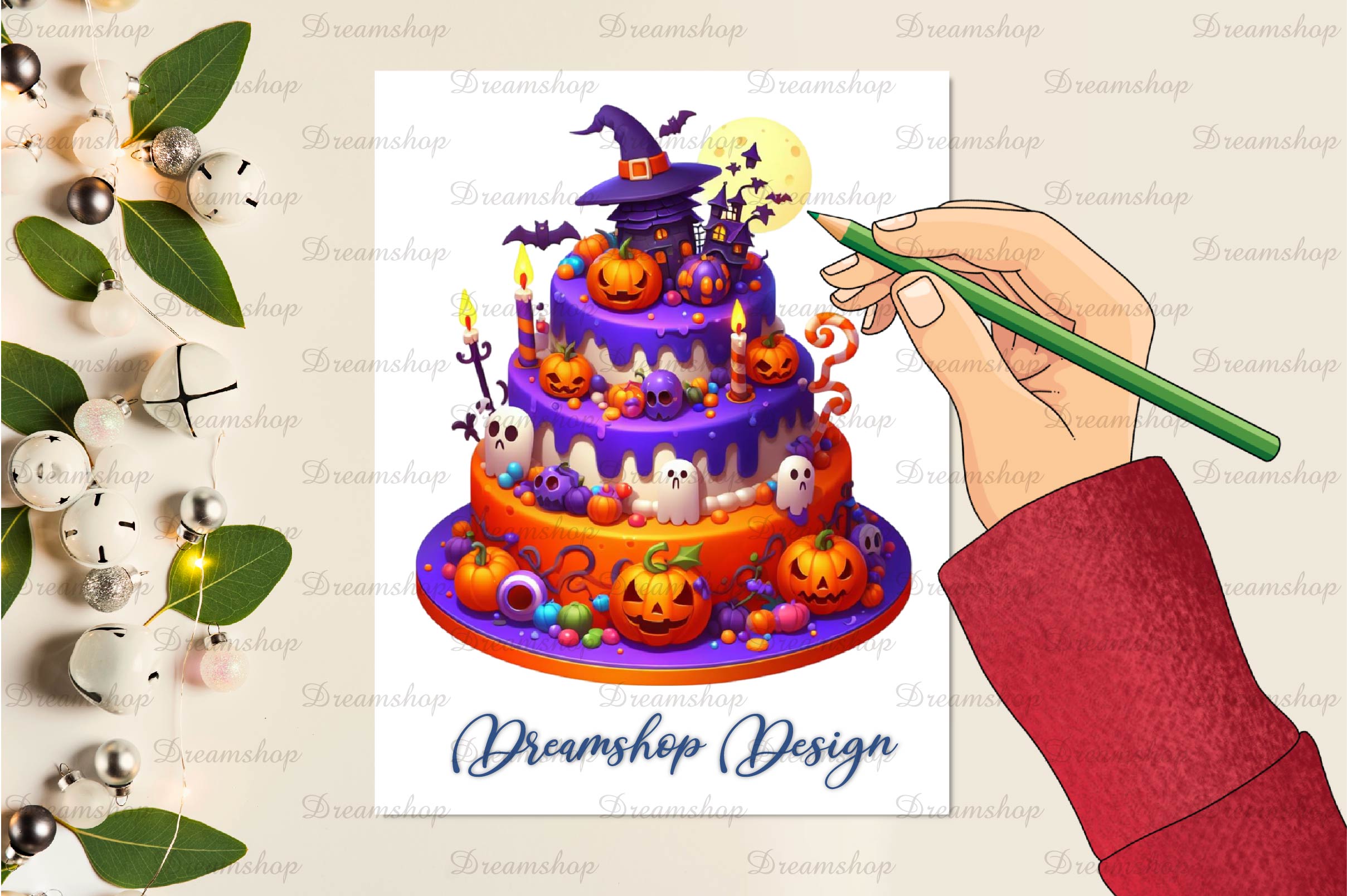 Halloween Party Cake Clipart Bundle