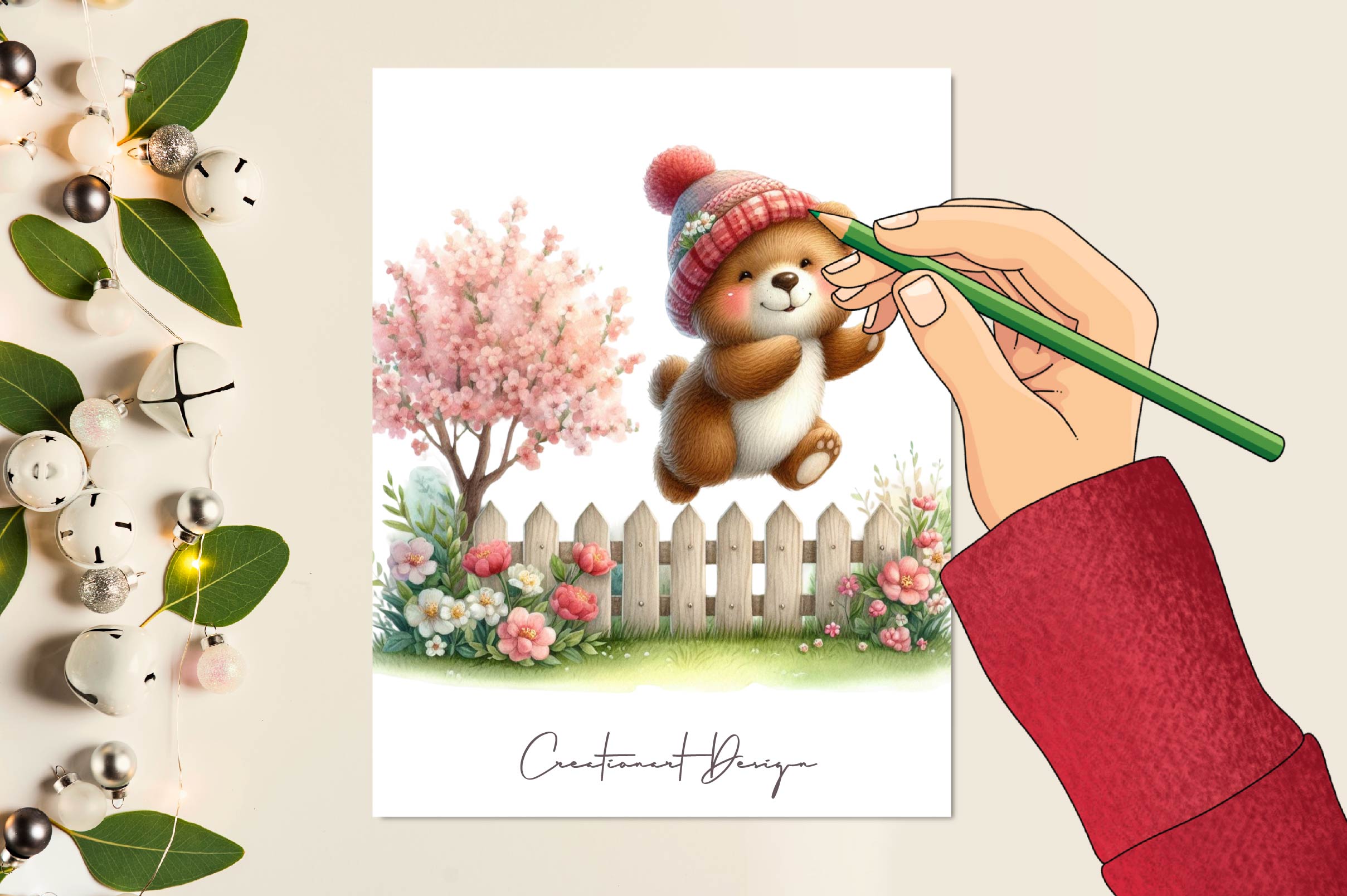 Spring Fence Flowers Clipart Bundle