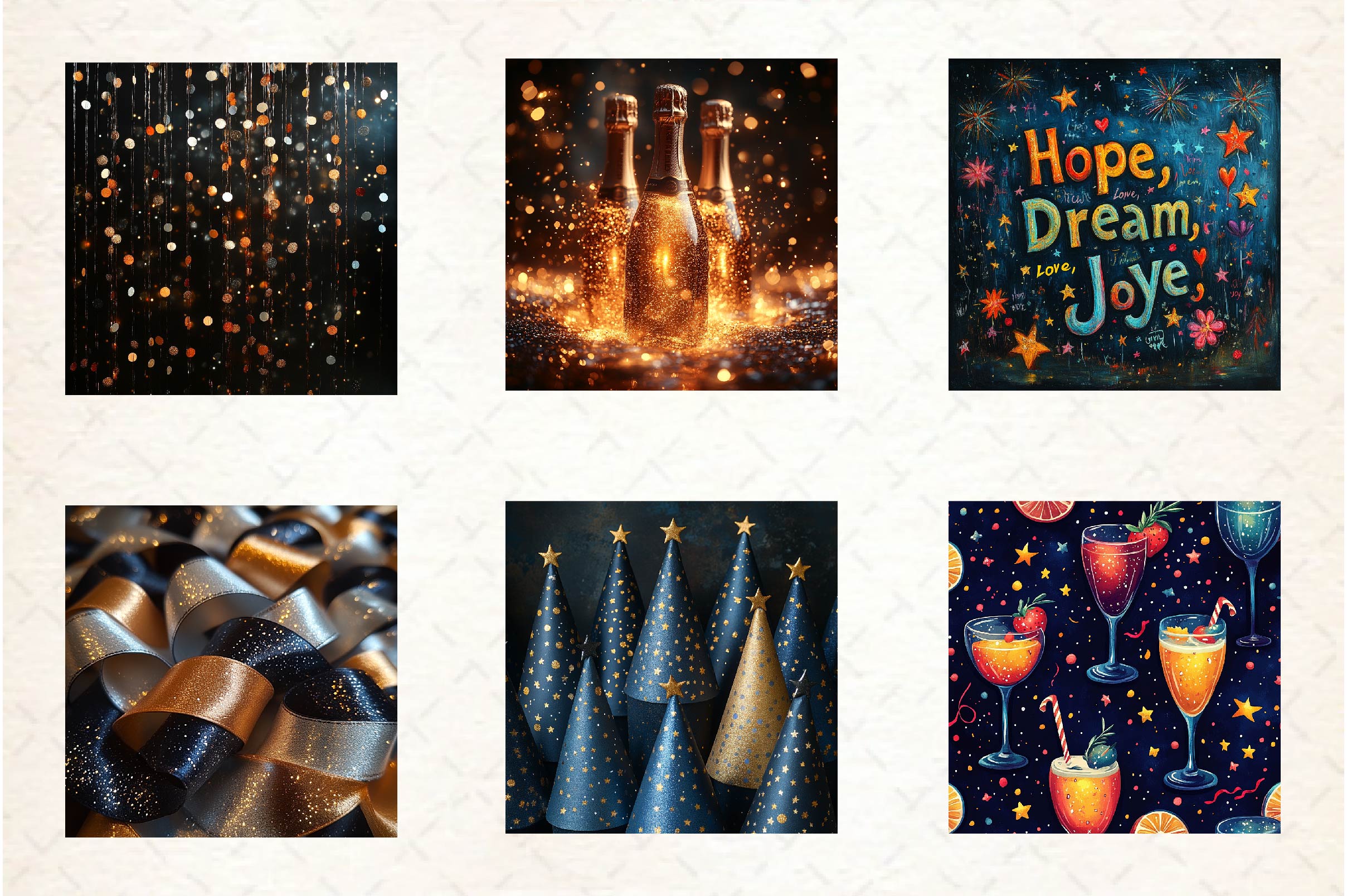 New Year's Eve Seamless Patterns Clipart Bundle