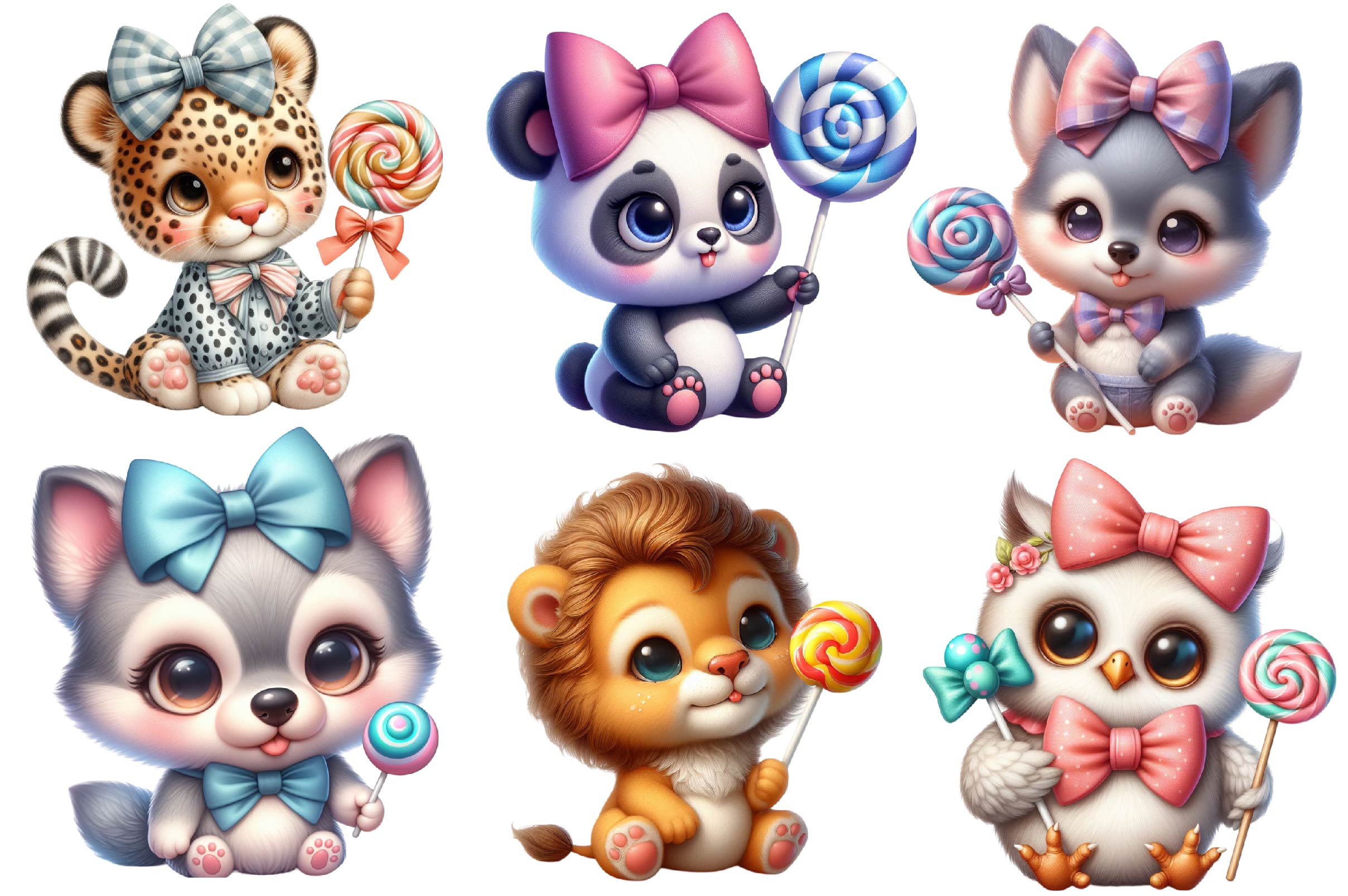 Cute Outfit Baby Animals Clipart Bundle