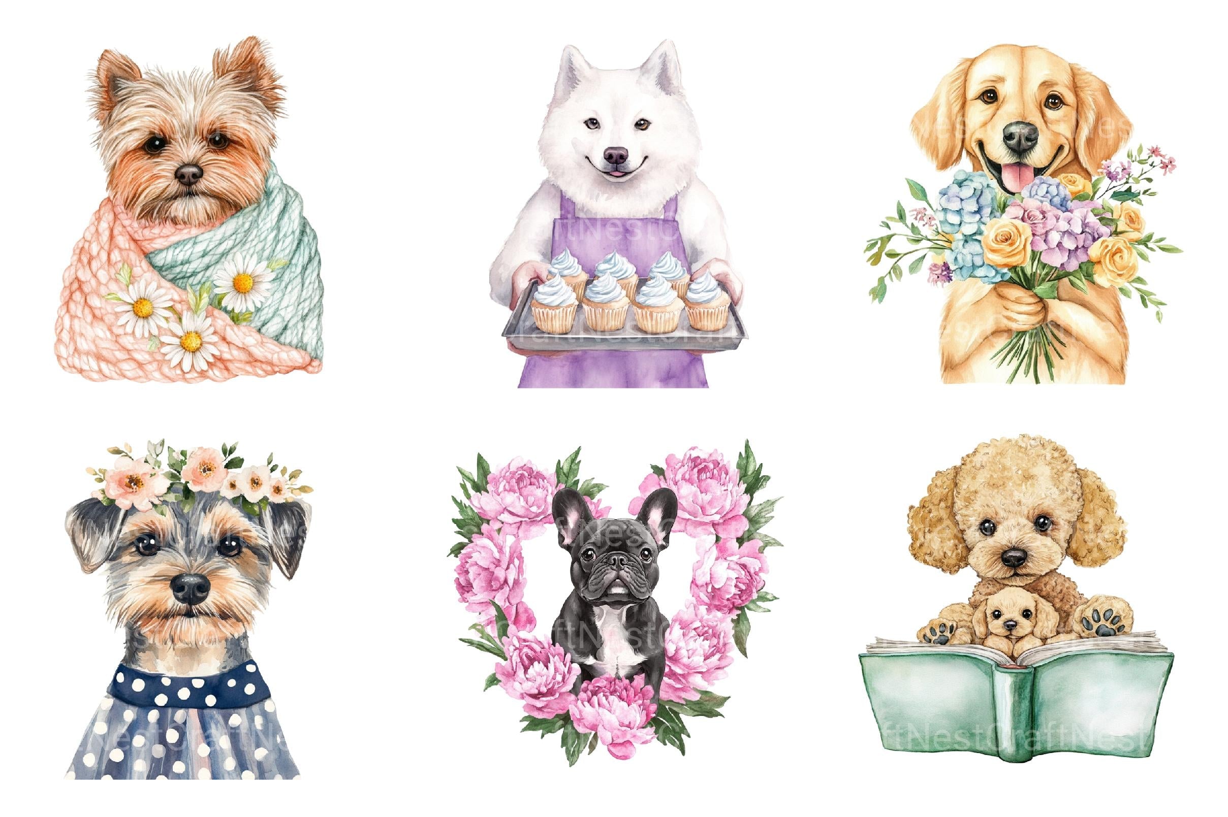 Whimsical Dog Mother Clipart