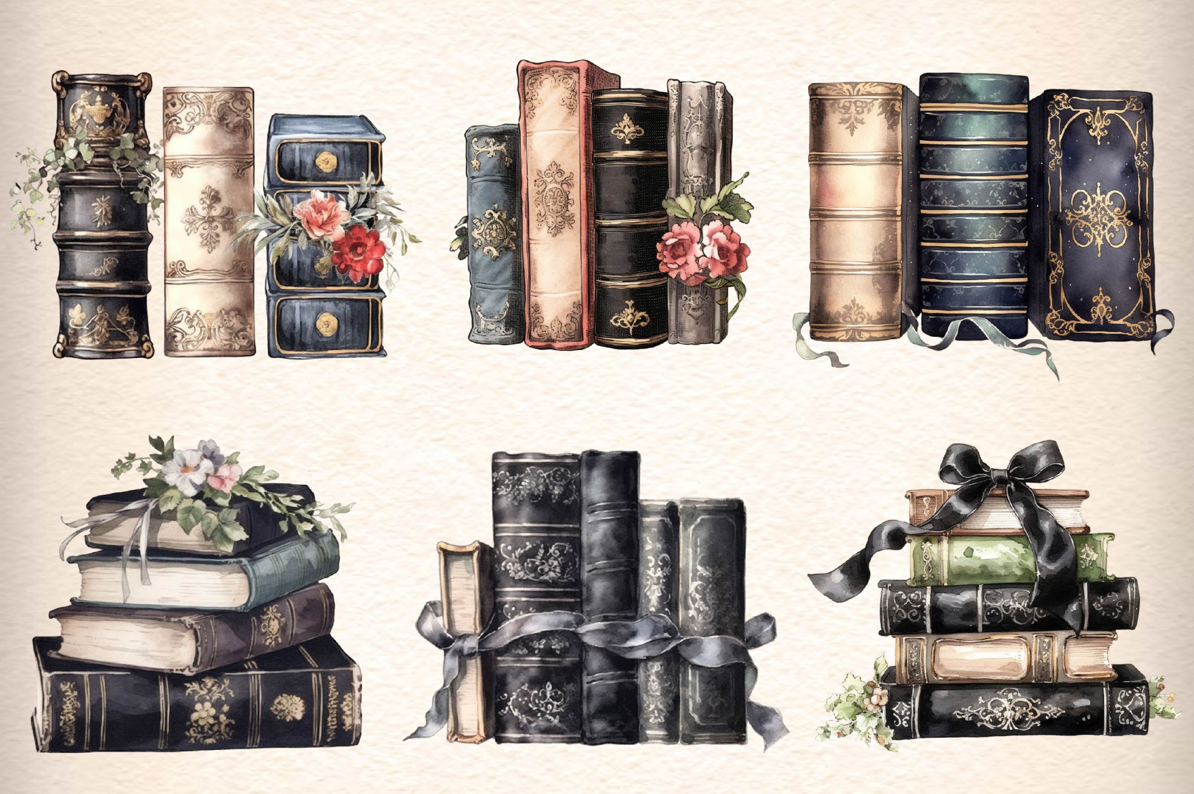 Victorian Books Clipart Bundle