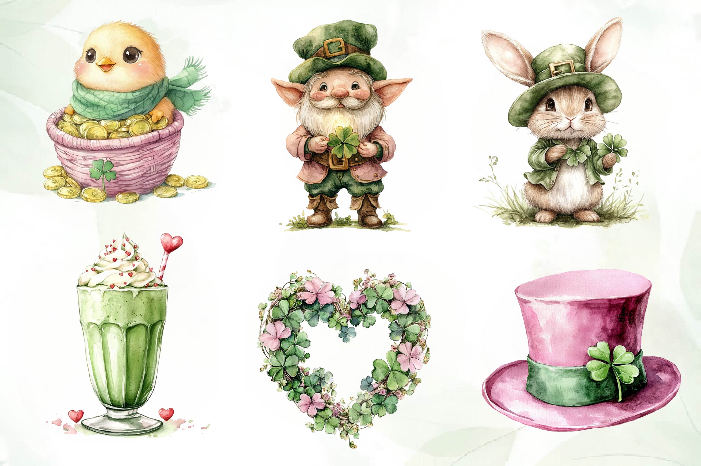 Pink St Patricks Day Clipart Bundle