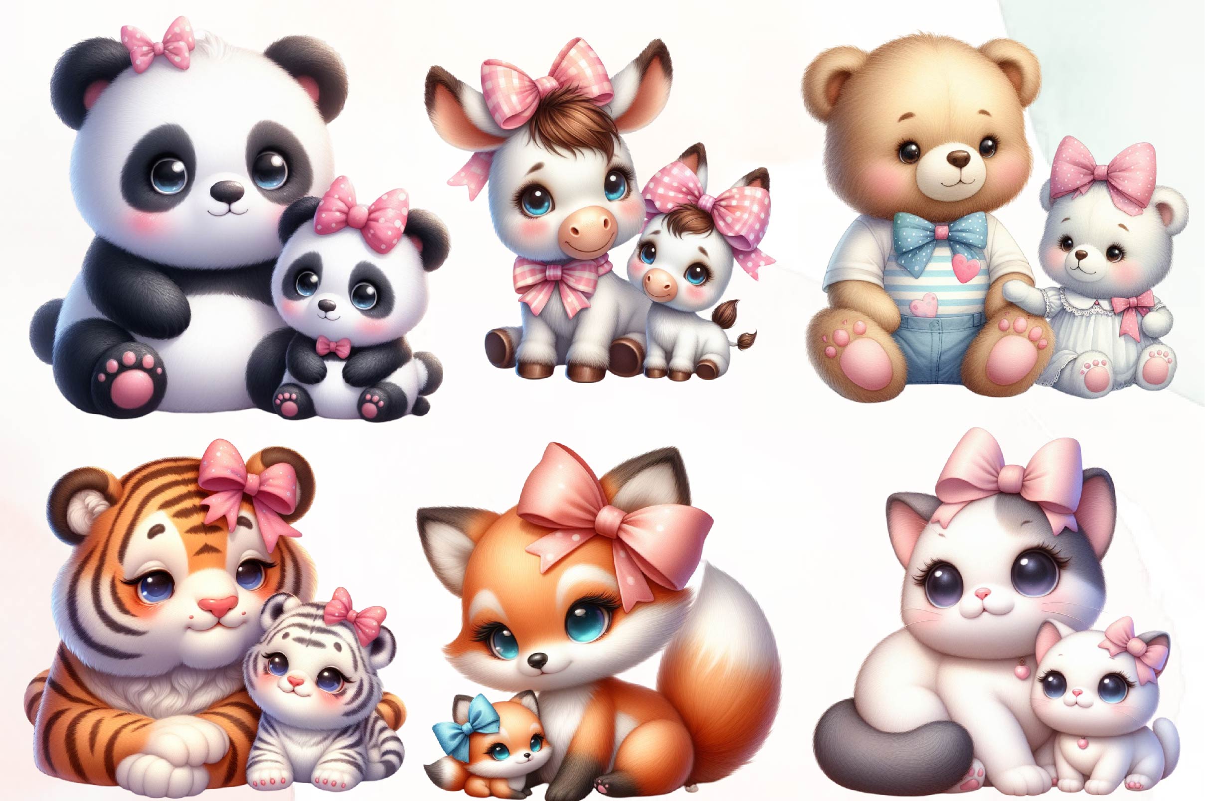Mama And Baby Animal Clipart Bundle