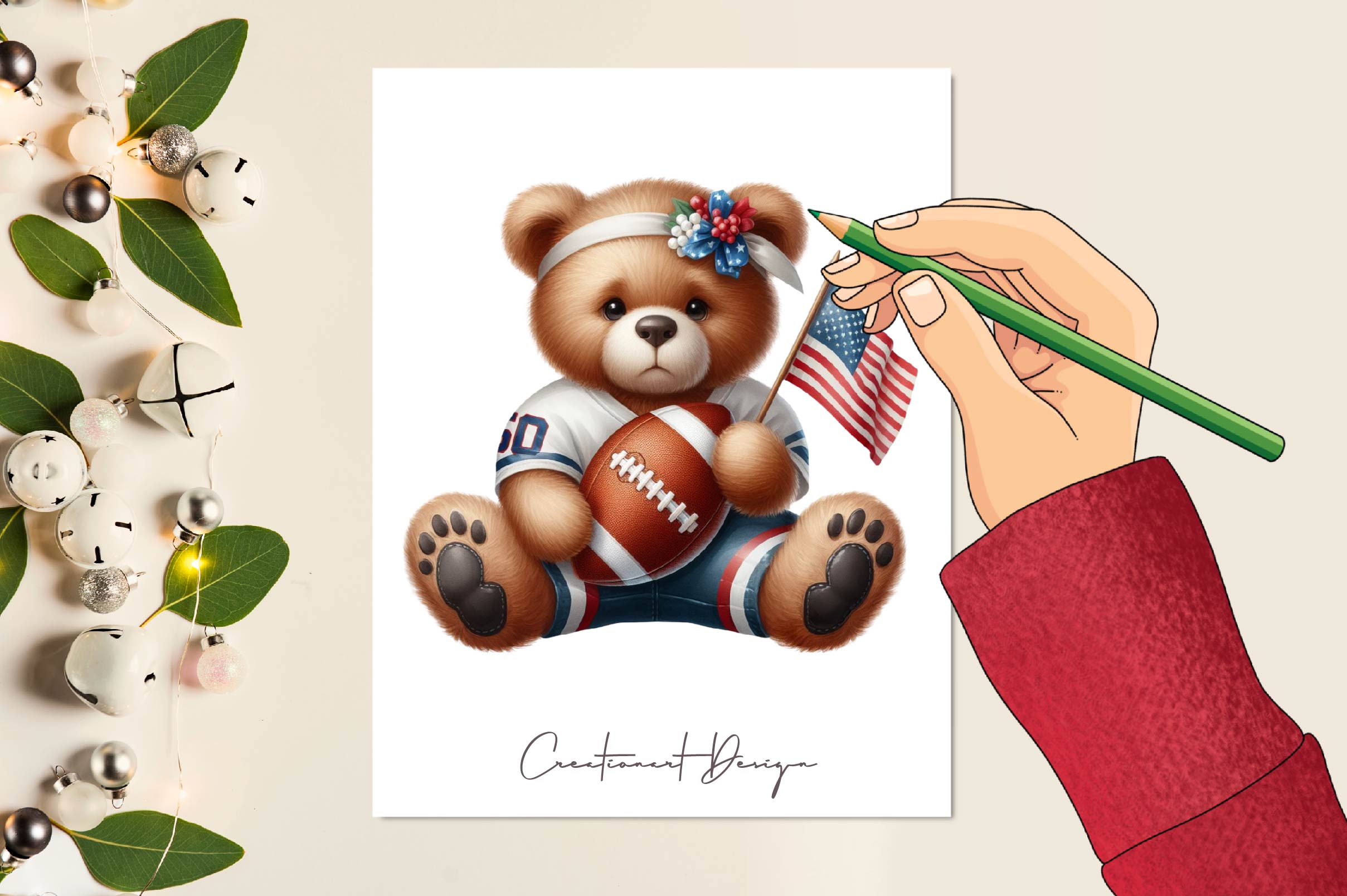 Teddy Bear American Football Clipart Bundle