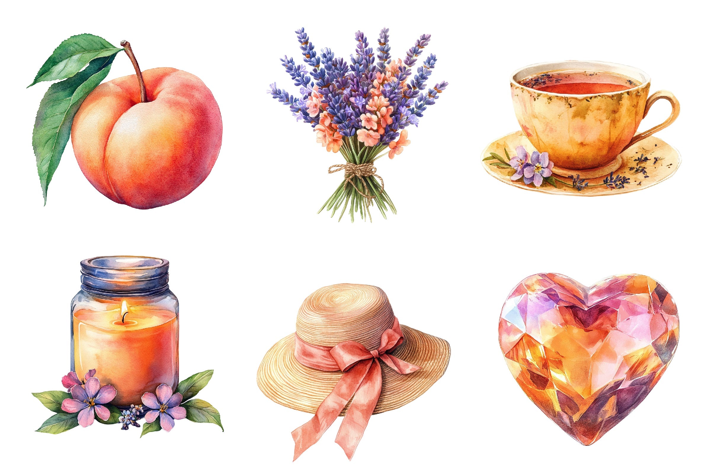 Peachy Spring Clipart Bundle