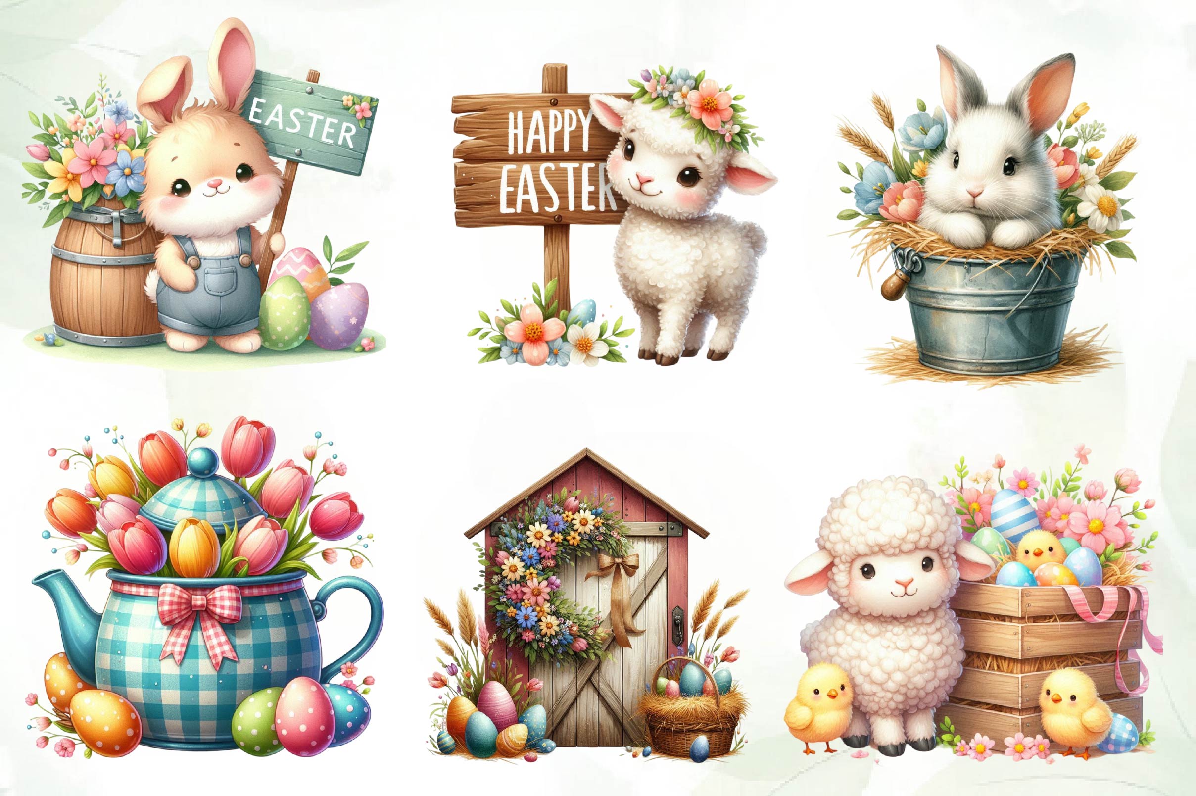 Country Farmhouse Easter Clipart Bundle 1