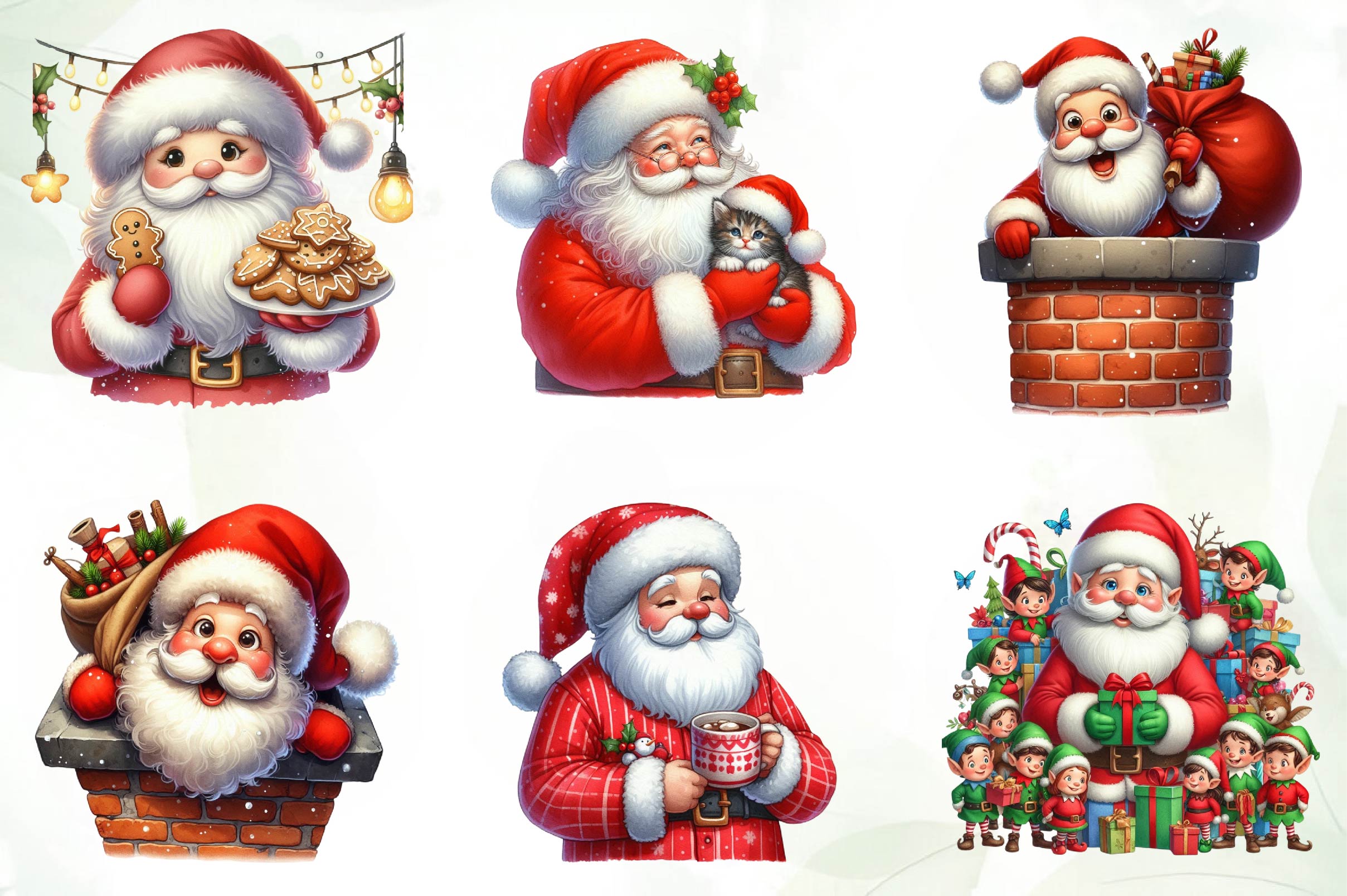 Cute Santa Claus Clipart Bundle