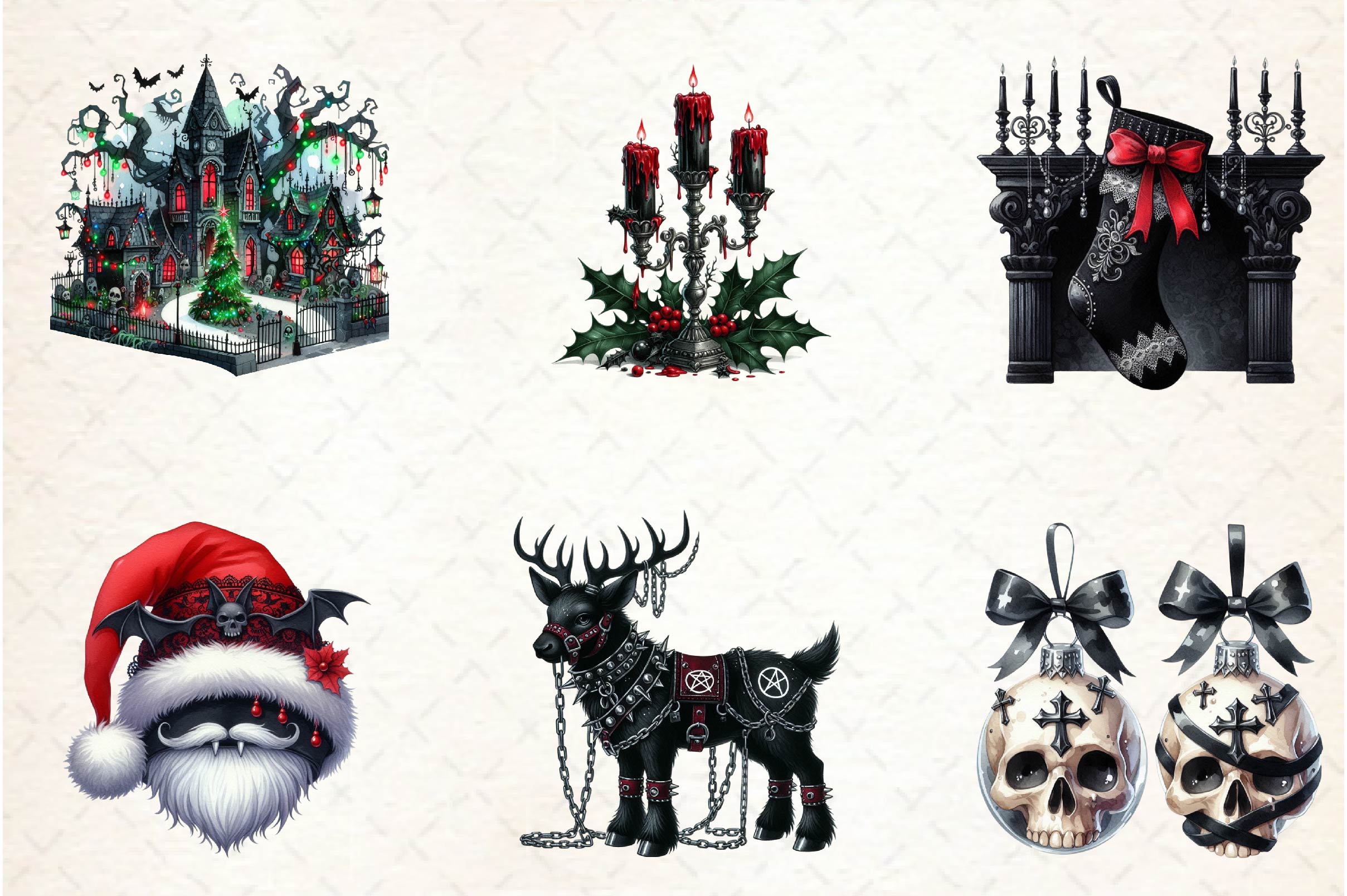 Gothic Christmas Clipart Bundle 1