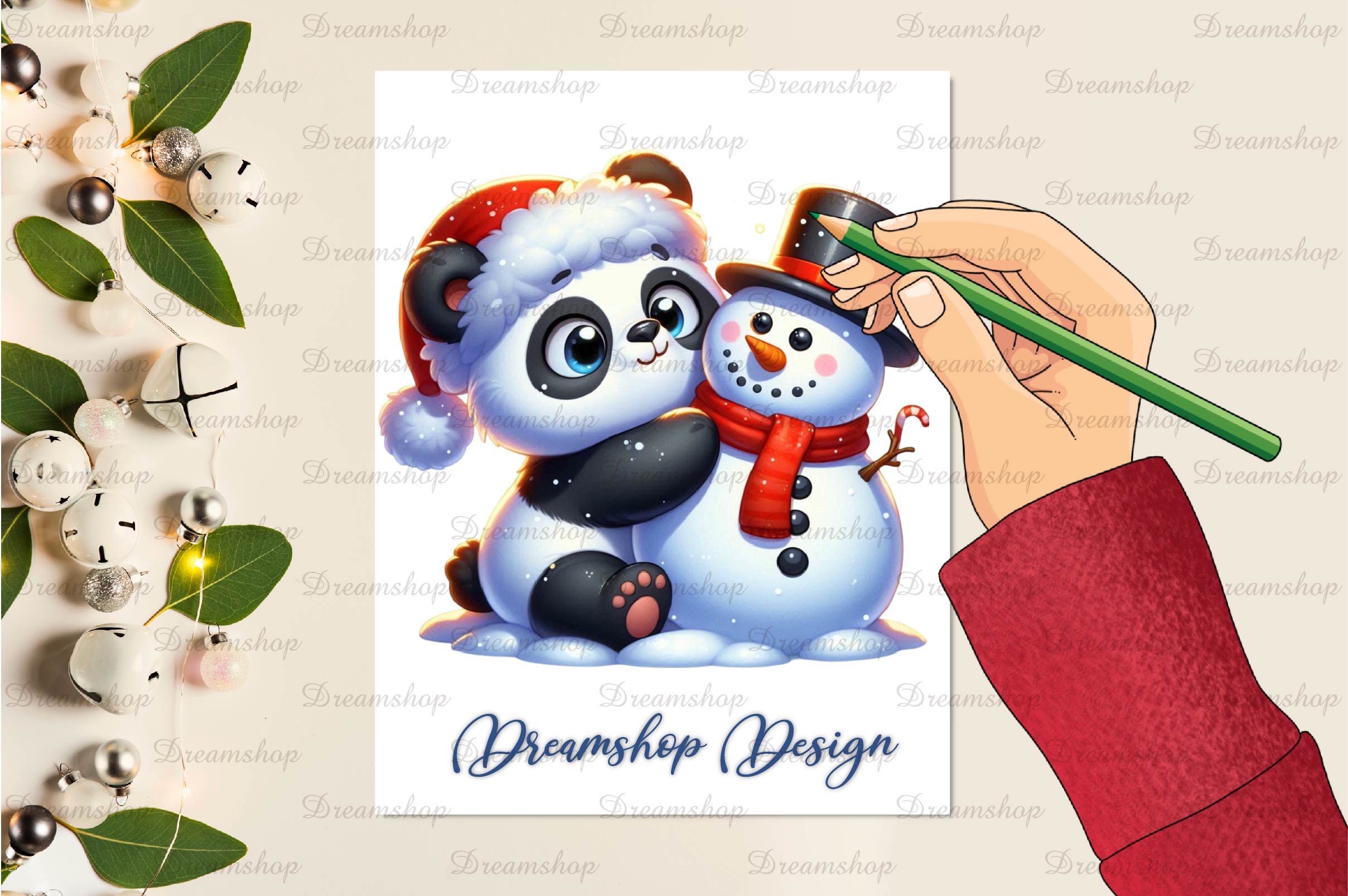 Christmas Panda Clipart Bundle
