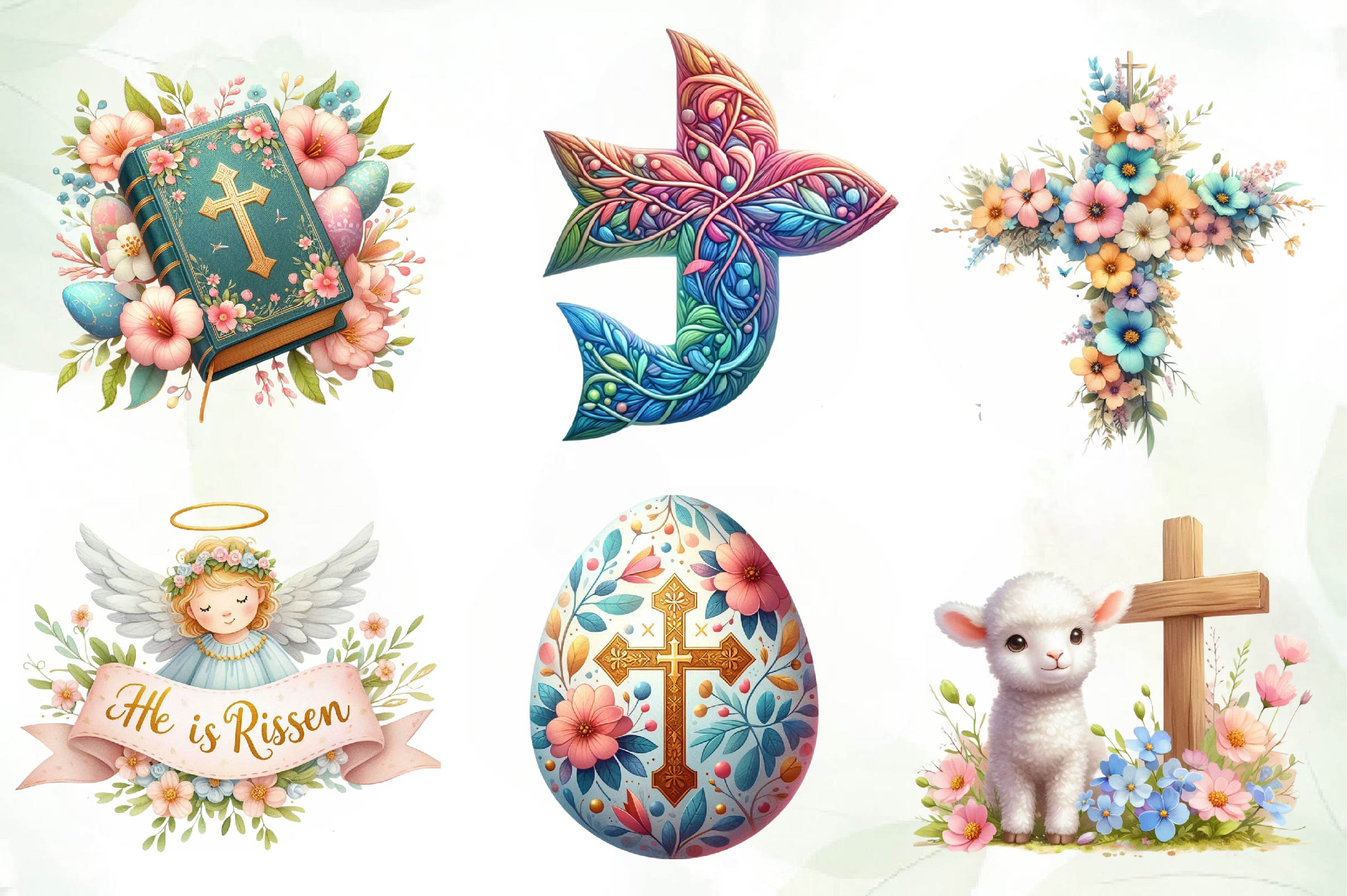Pastel Christian Easter Clipart Bundle