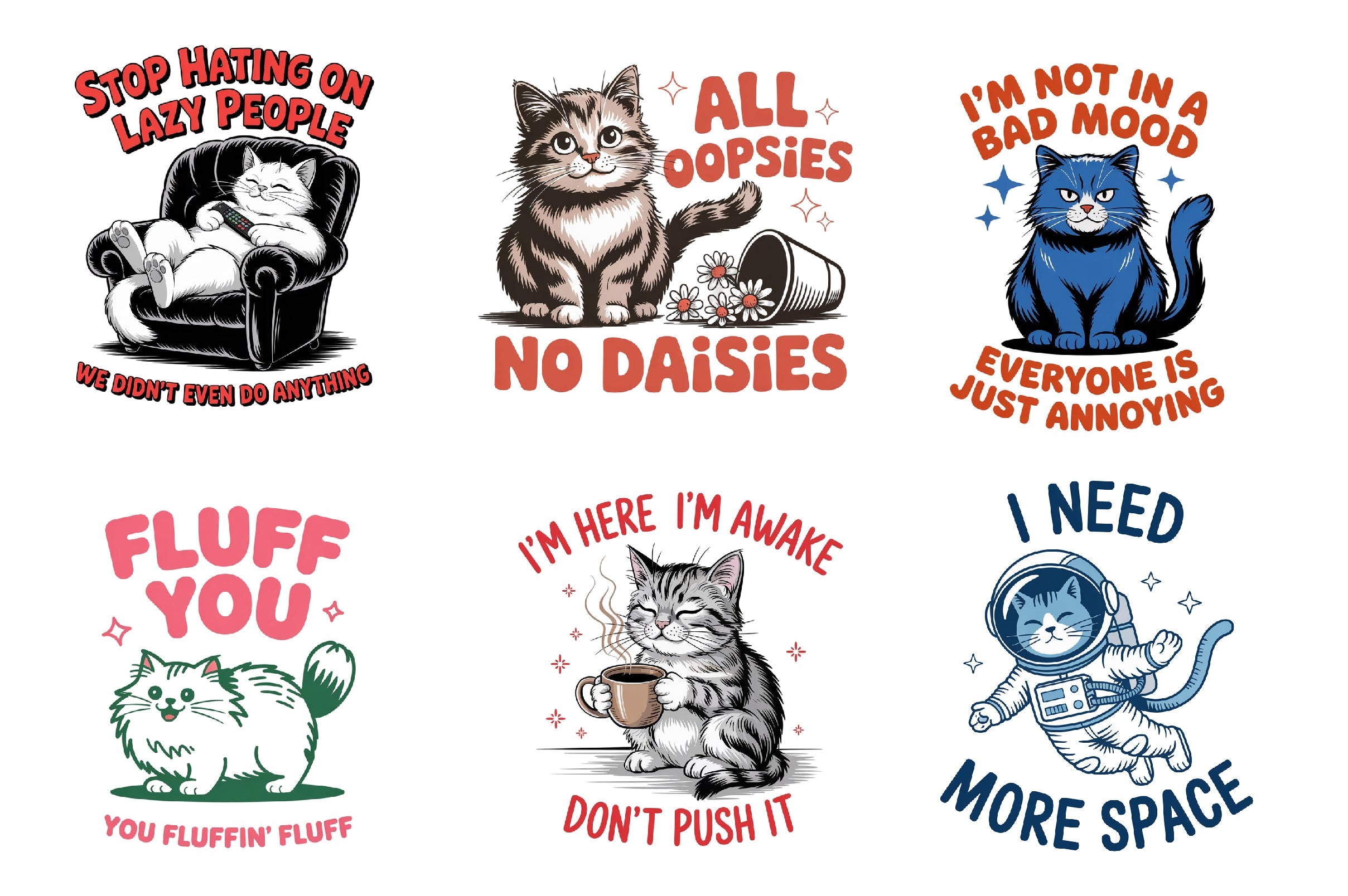 Funny Sarcastic Cat Clipart Bundle