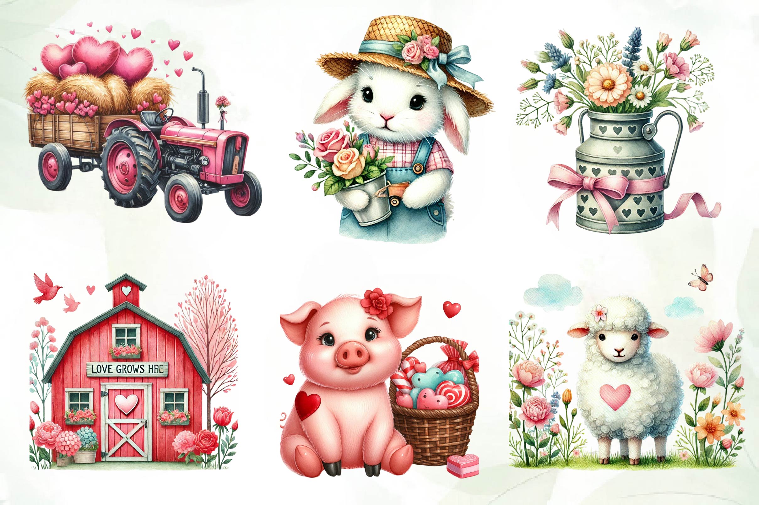 Valentine Farm Clipart Bundle 1