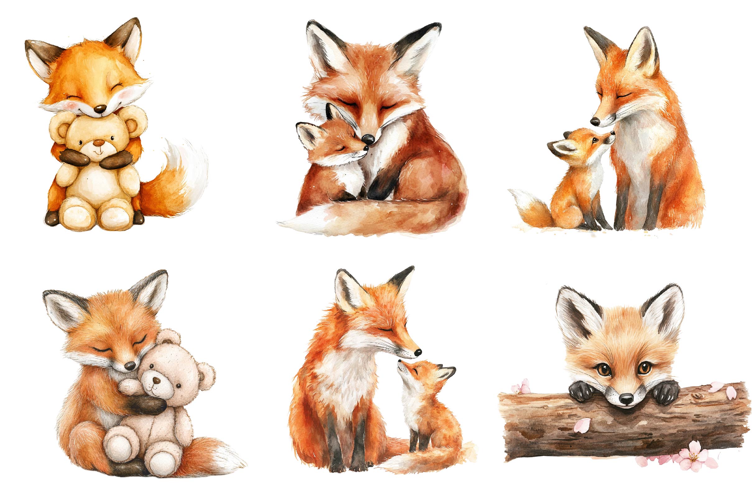 Cozy Fox Family Clipart Bundle