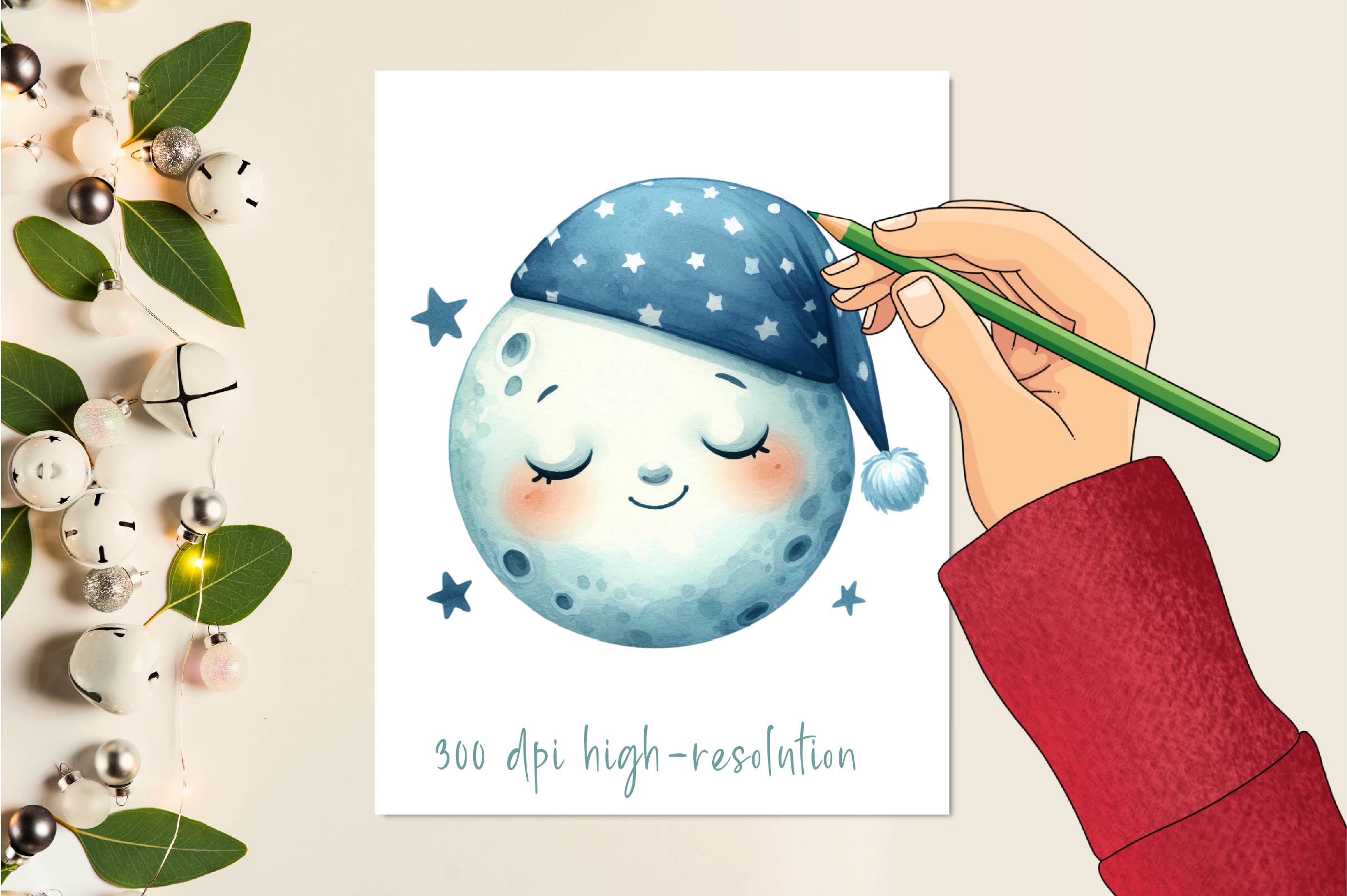 Sleepy Moon Clipart Bundle