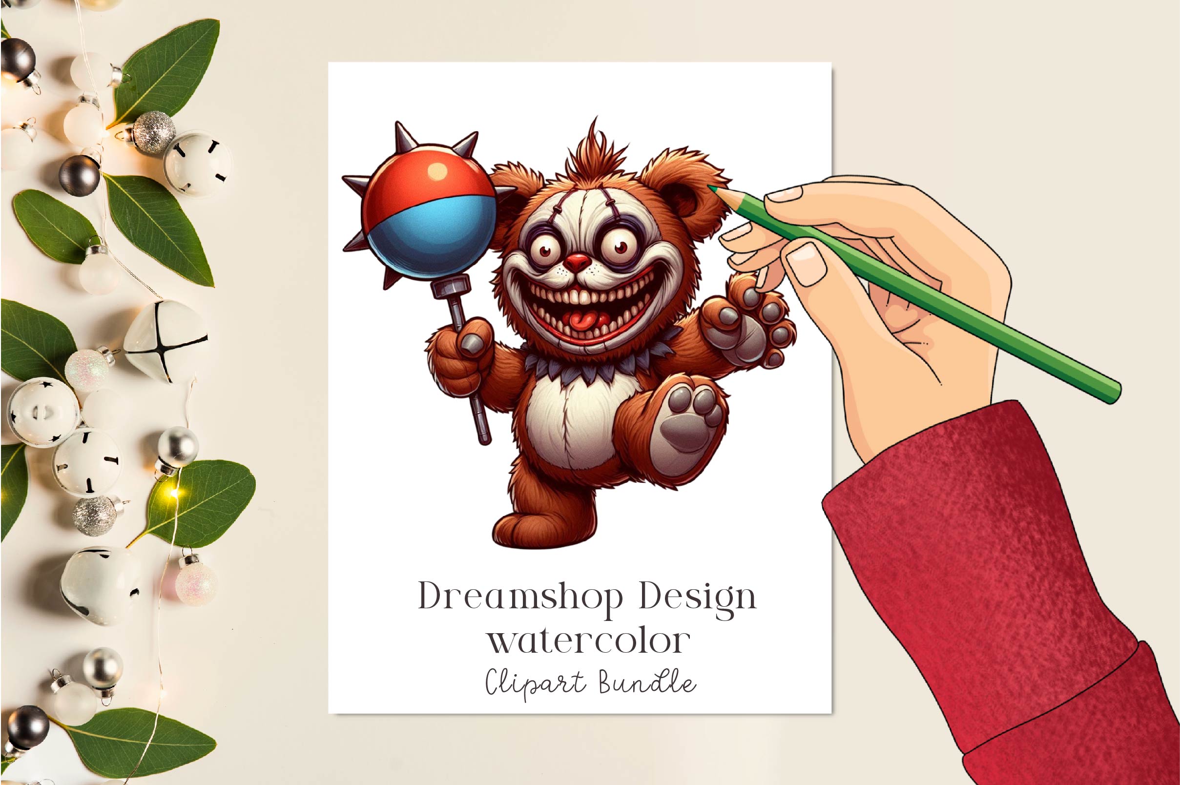 Spooky Scary Teddy Bear Clipart Bundle