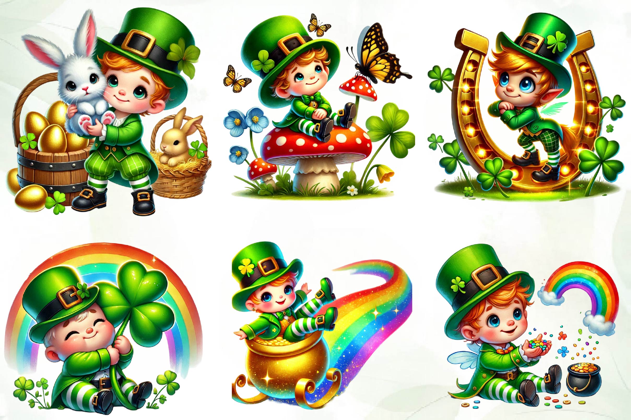 St Patricks Day Cute Leprechaun Clipart Bundle
