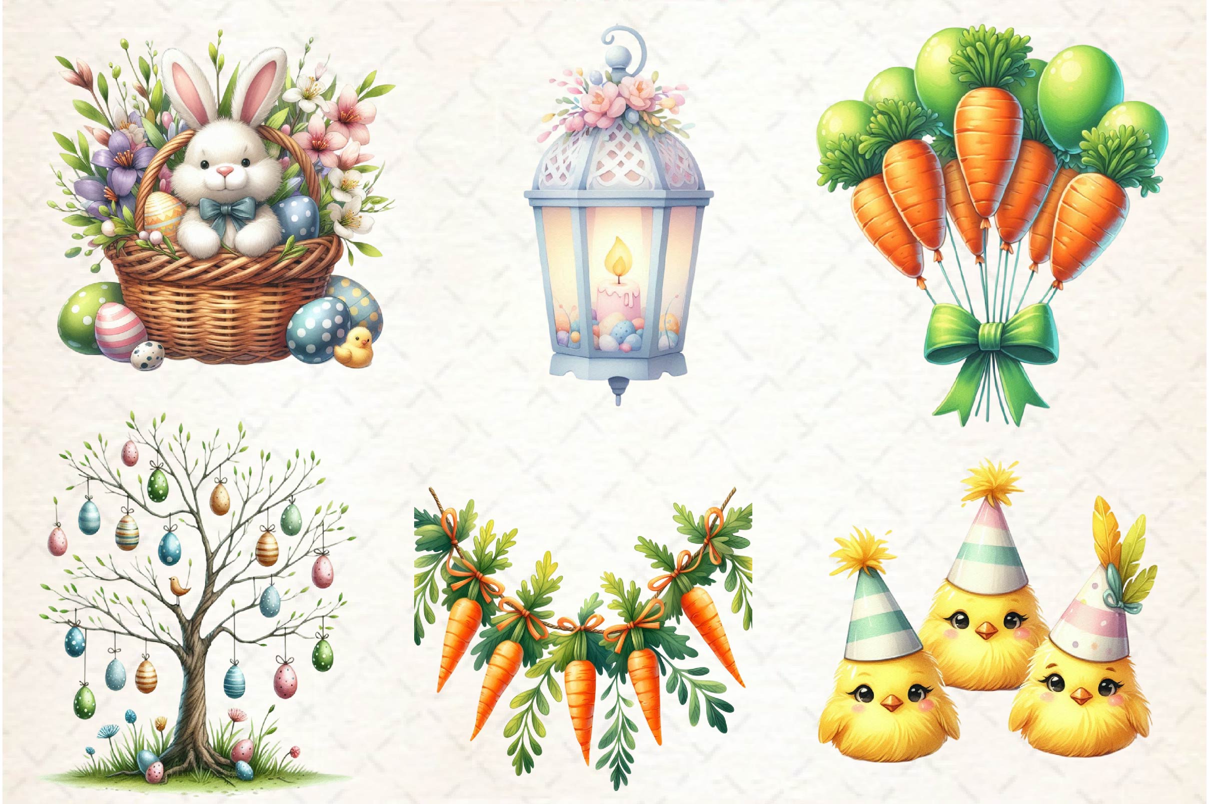 Easter Day Decorations Clipart Bundle