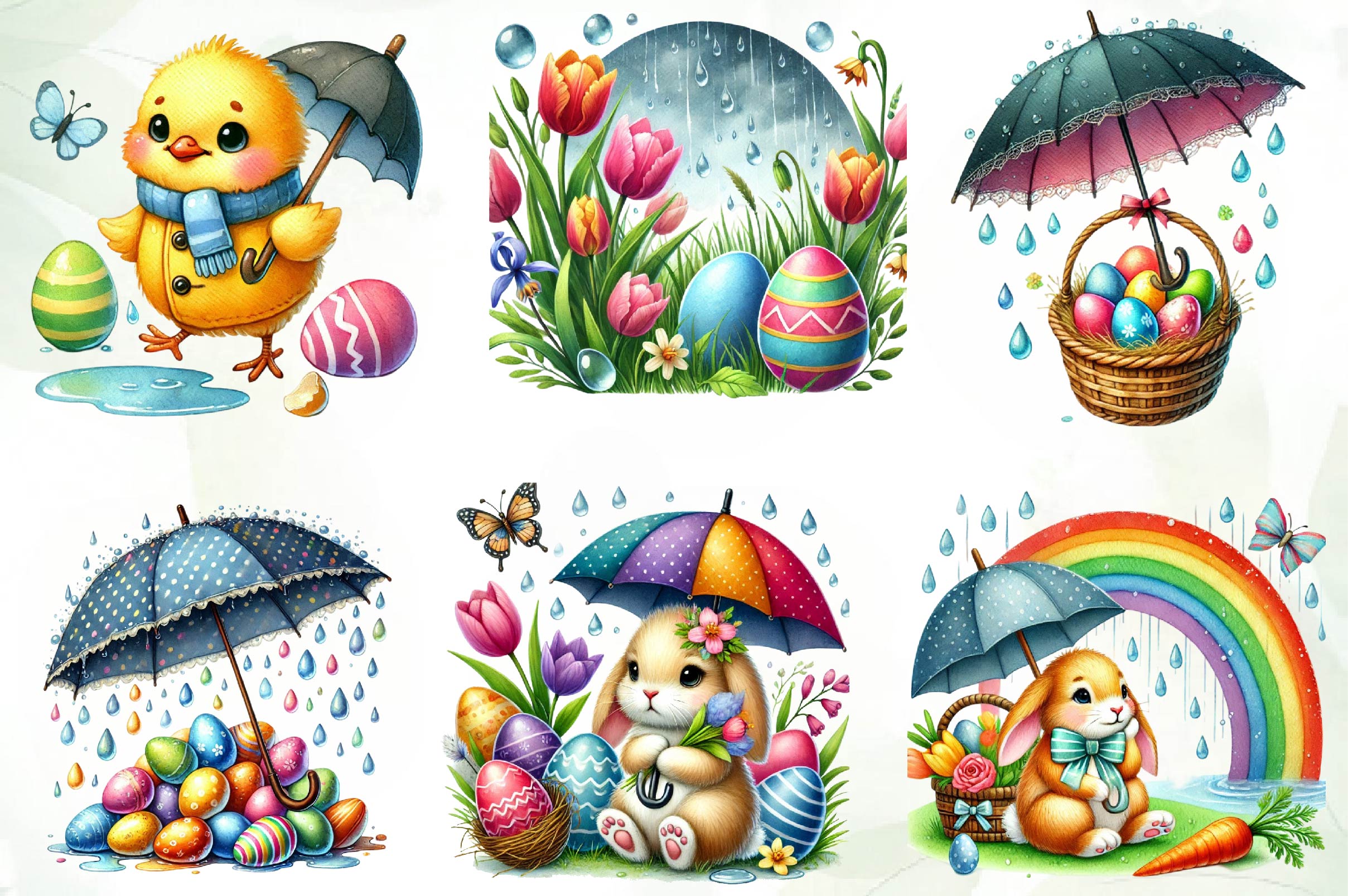 Rainy Easter Day Clipart Bundle