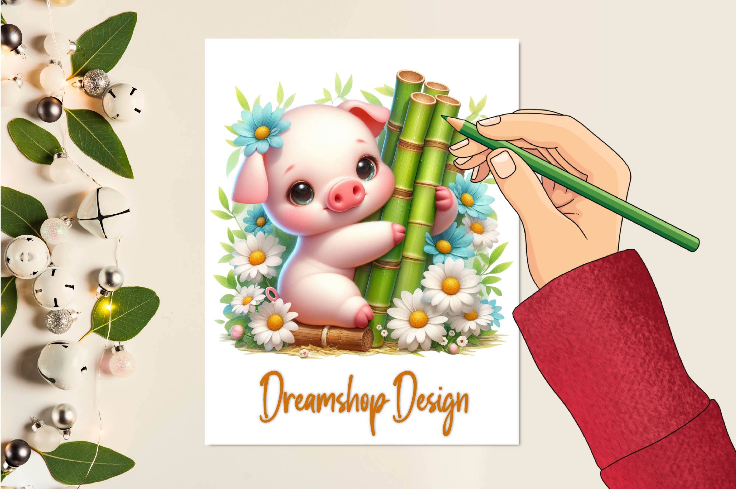 Spring Pig Clipart Bundle