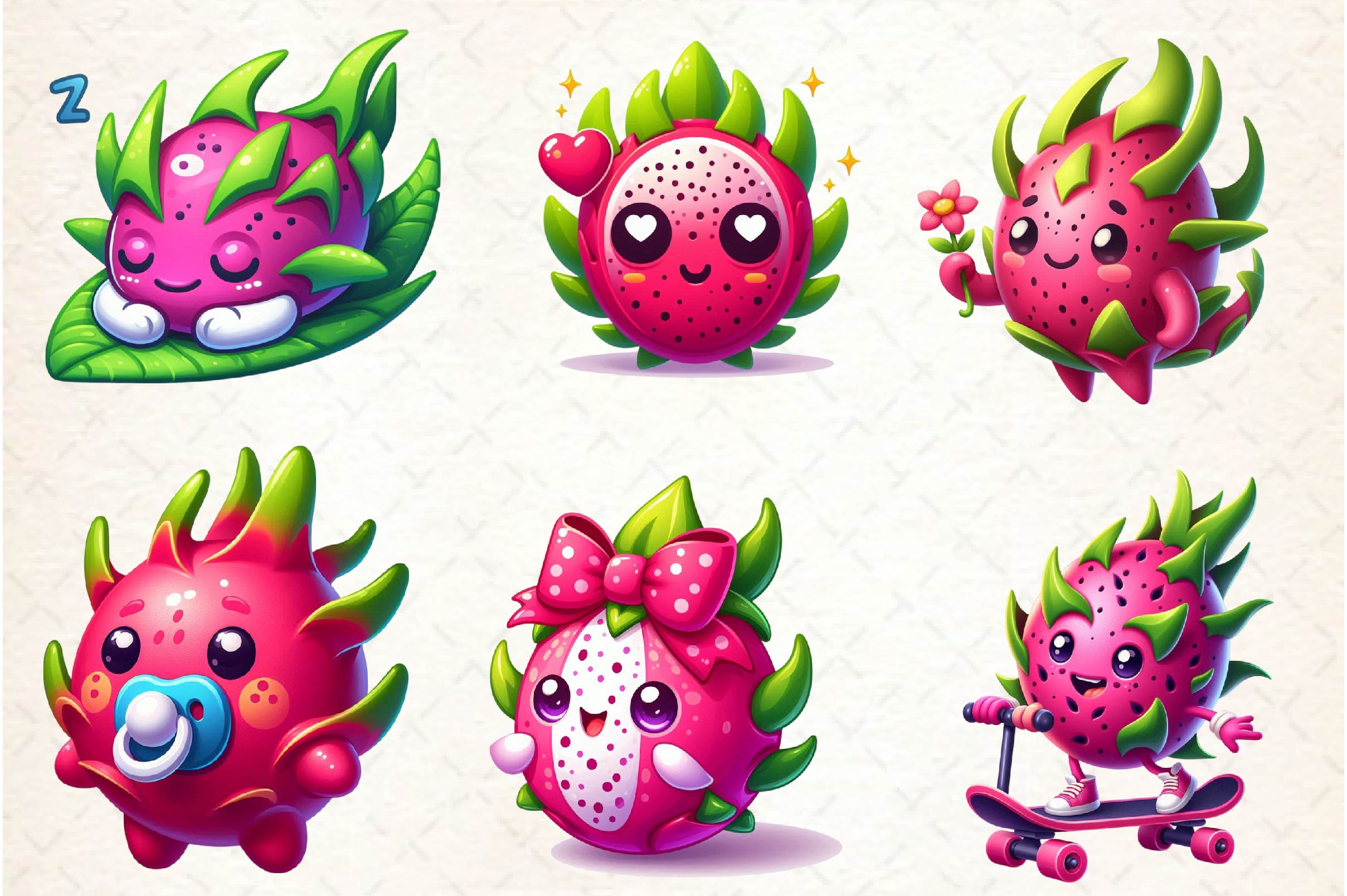 Dragon Fruit Clipart Bundle