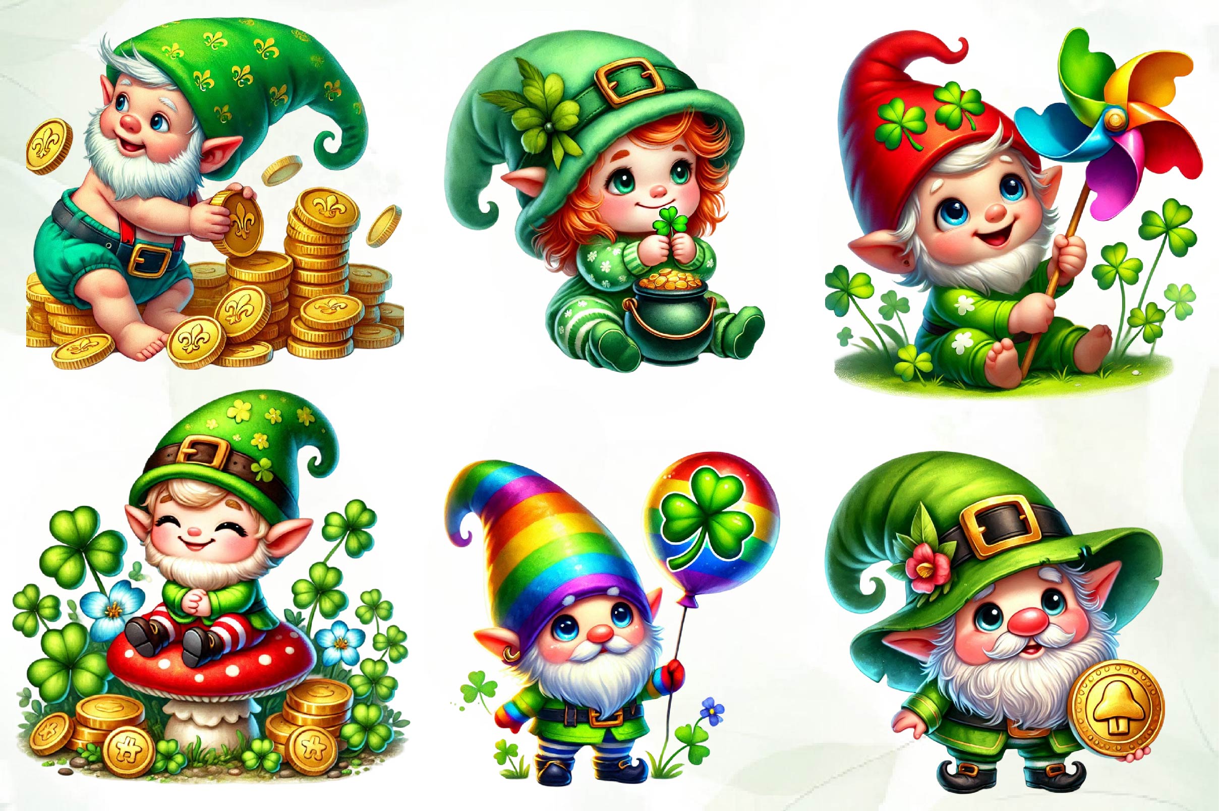 St Patricks Day Cute Gnome Clipart Bundle