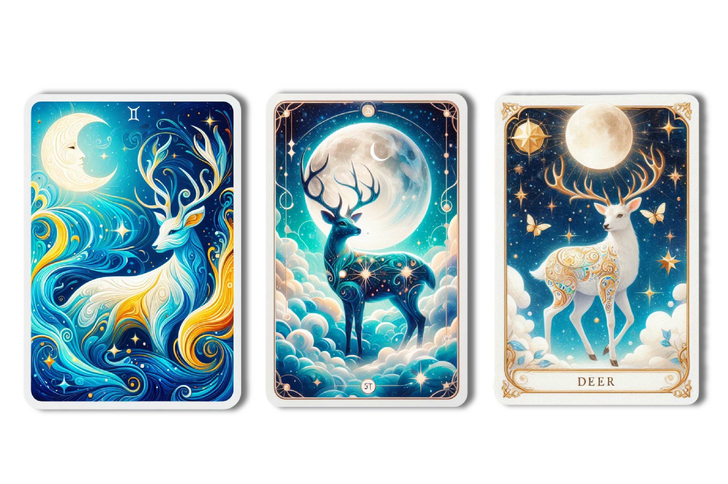 Magic And Celestial Deer Tarot Card Clipart Bundle
