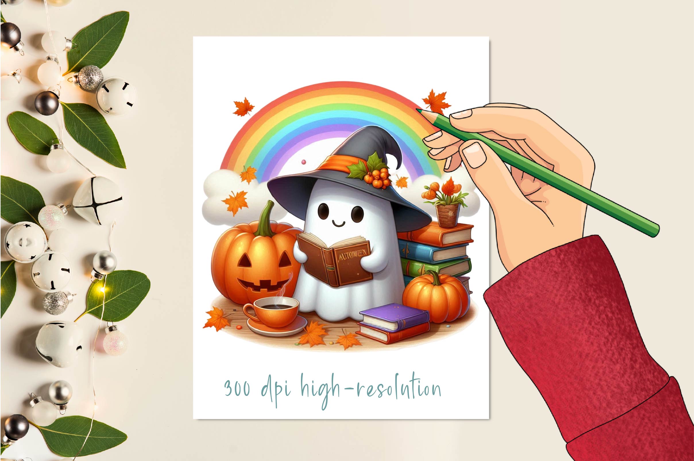 Ghost Reading A Book Clipart Bundle