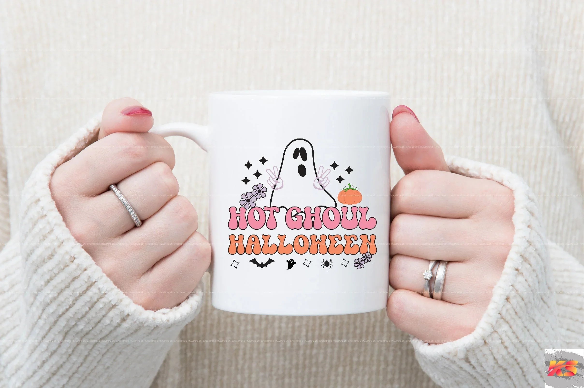 Retro Halloween Ghost Clipart Bundle