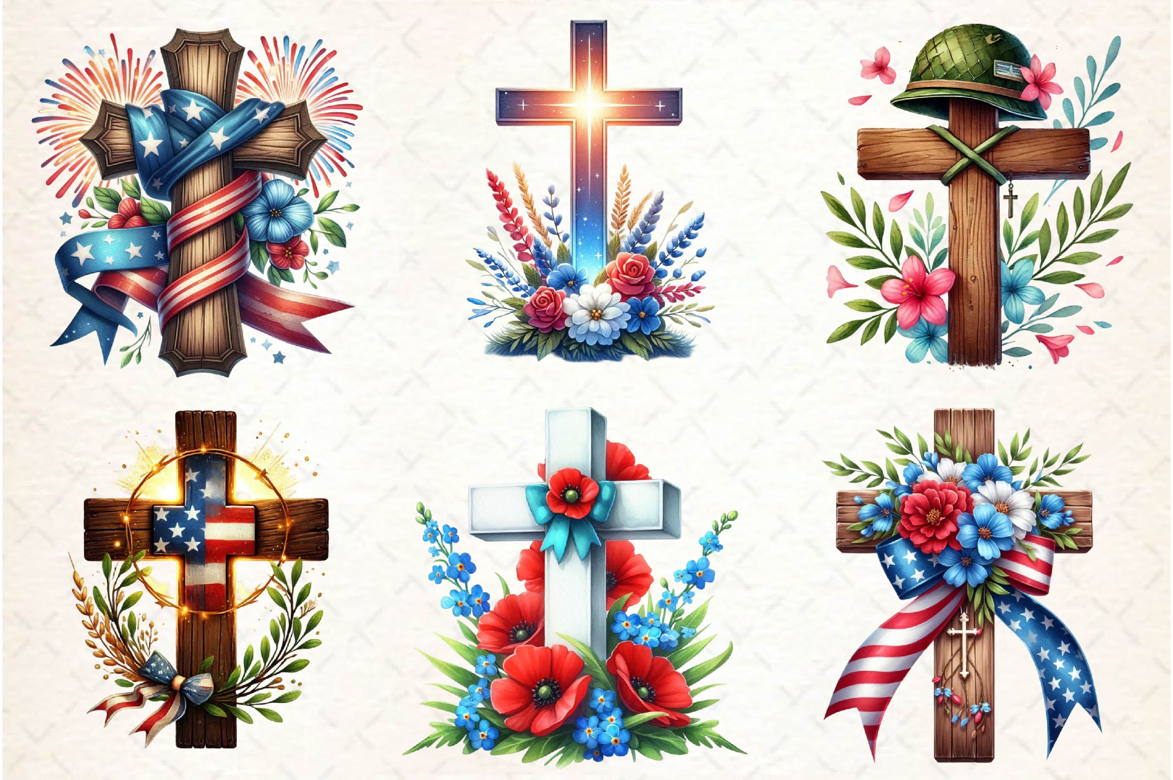 Memorial Day Cross Clipart Bundle 1