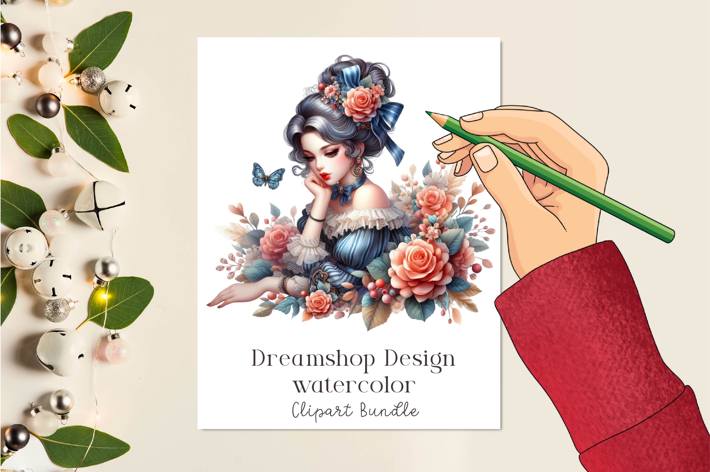 Vintage Pin Up Girl Clipart Bundle