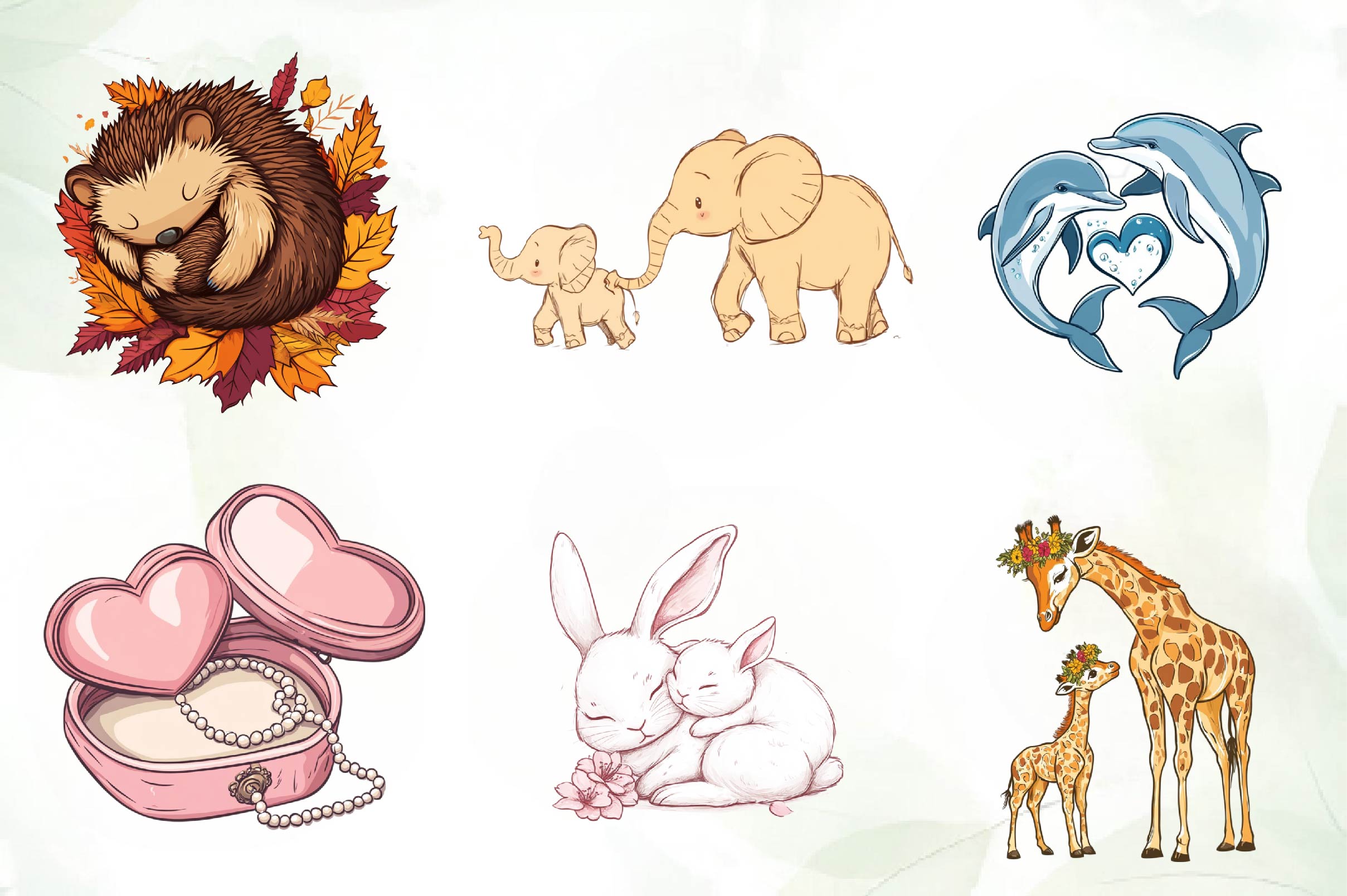 Mom & Baby Illustrations Clipart Bundle