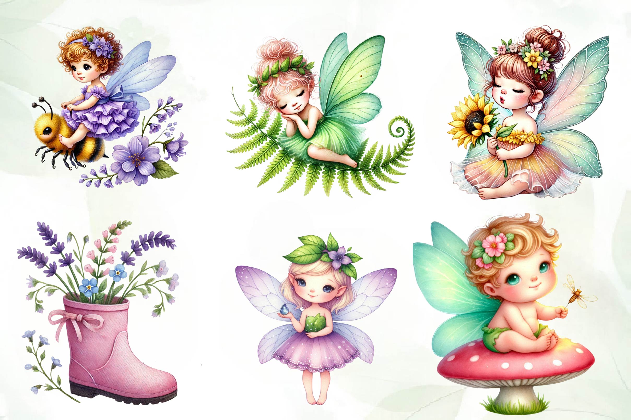 Spring Baby Fairy Clipart Bundle