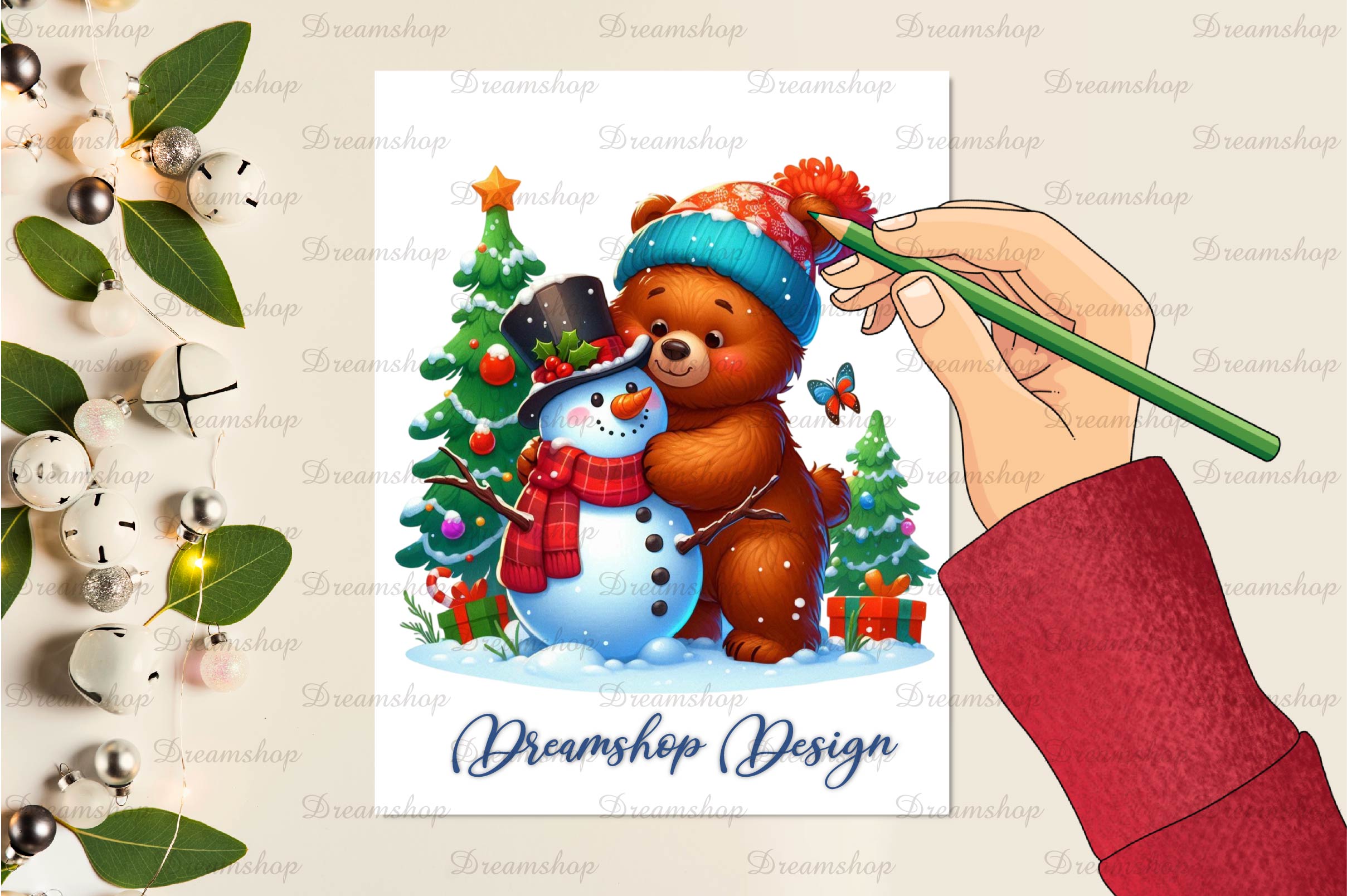Christmas Wild Bears Clipart Bundle
