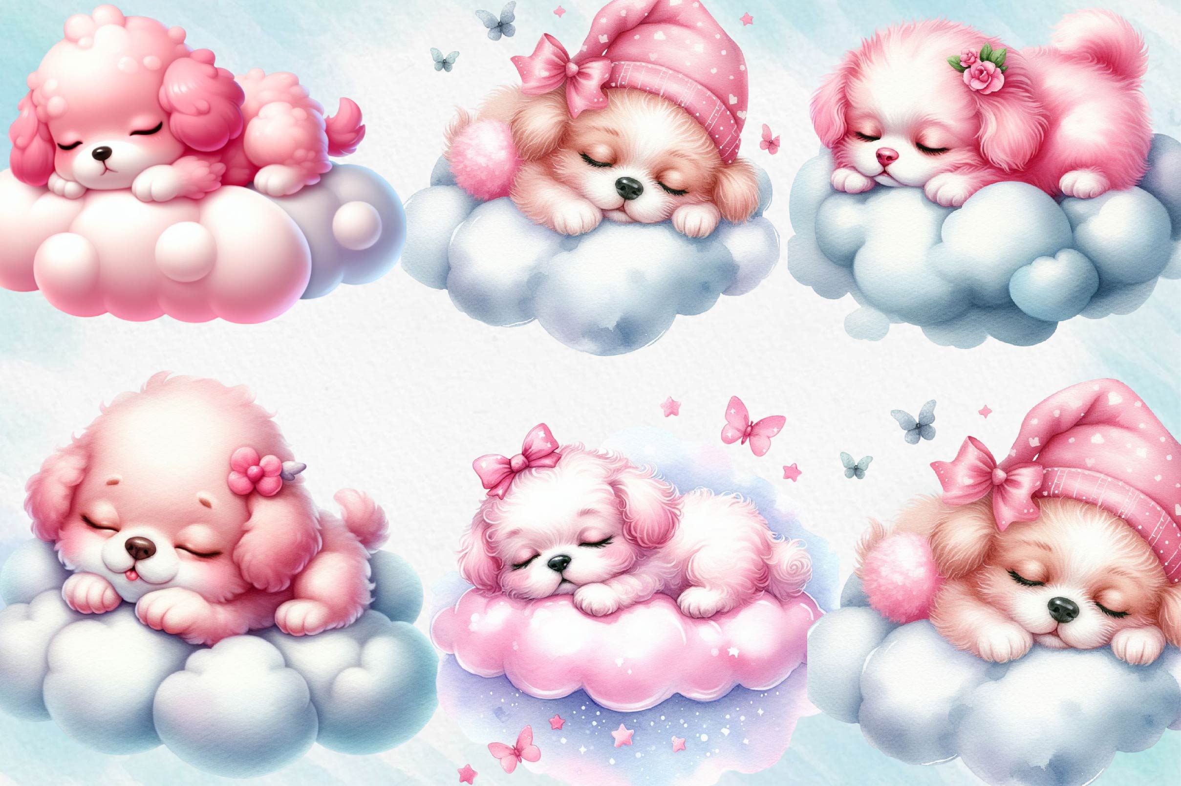 Watercolour Sleeping Cow Clipart Bundle