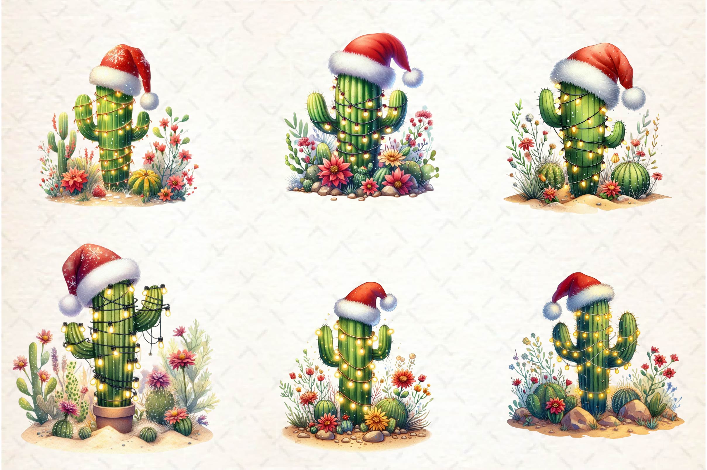 Desert Christmas Scene Clipart Bundle