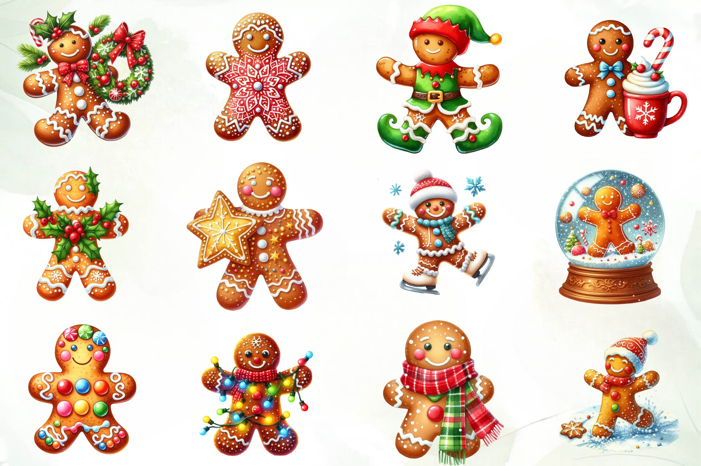 Christmas Gingerbread Man Clipart Bundle