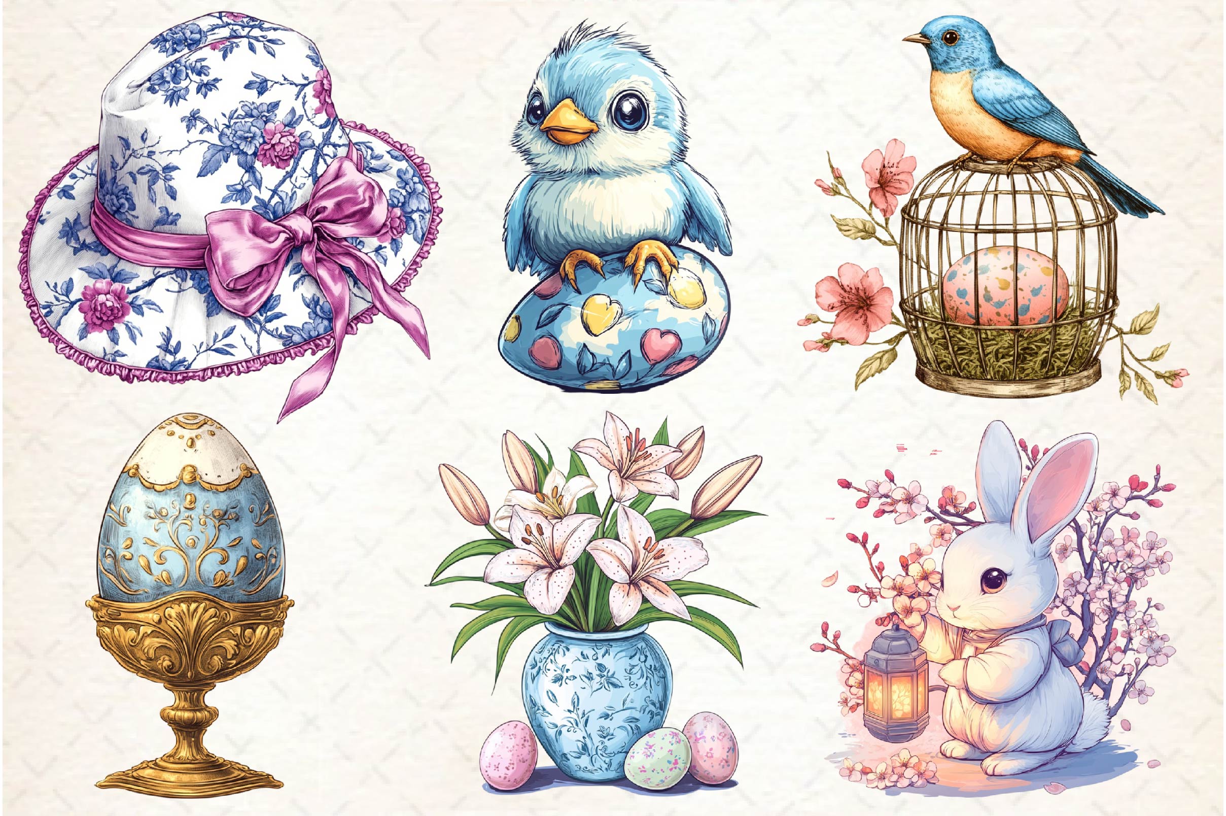 Chinoiserie Easter Clipart Bundle