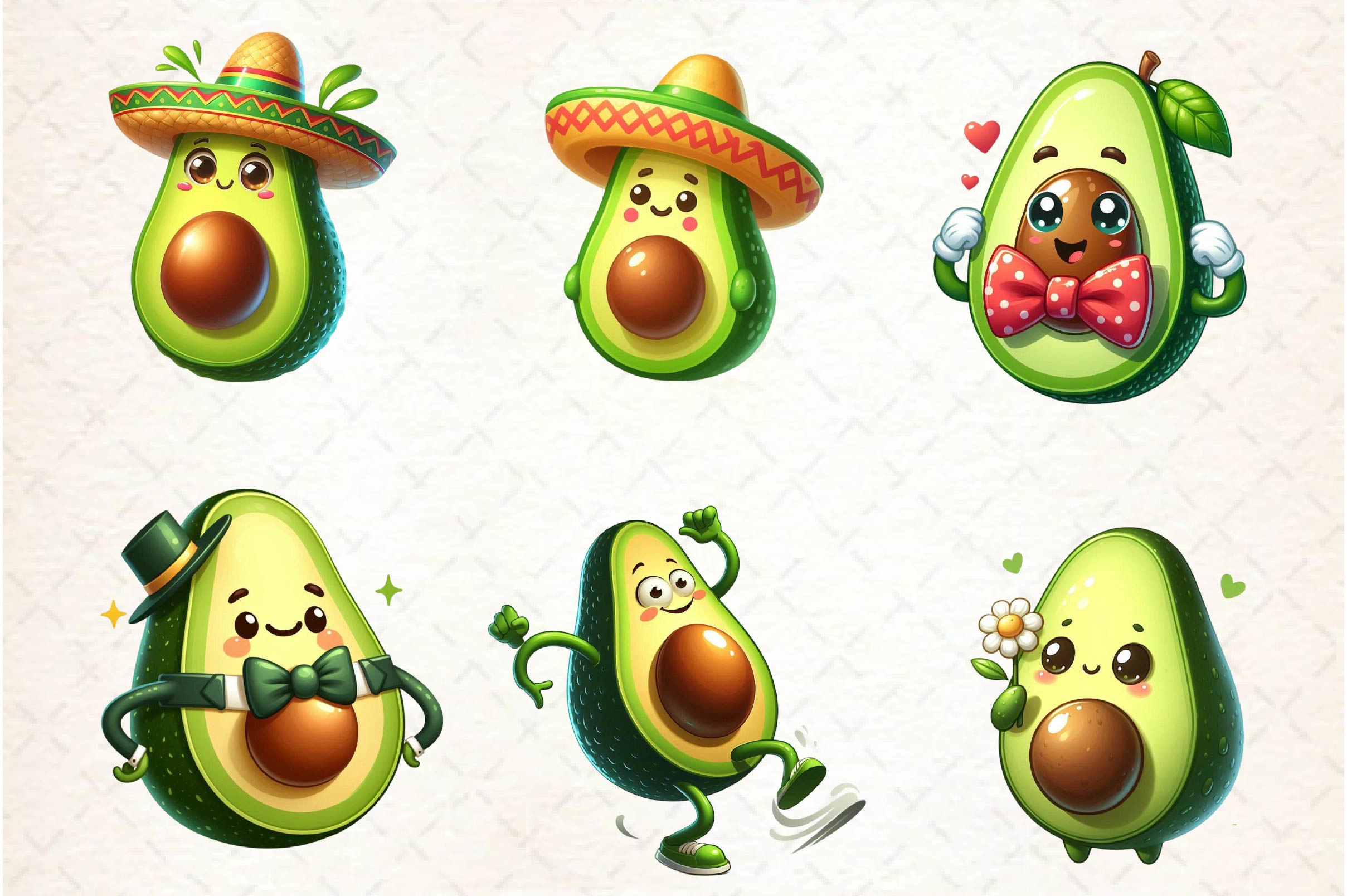 Cute Avocado Clipart Bundle 1