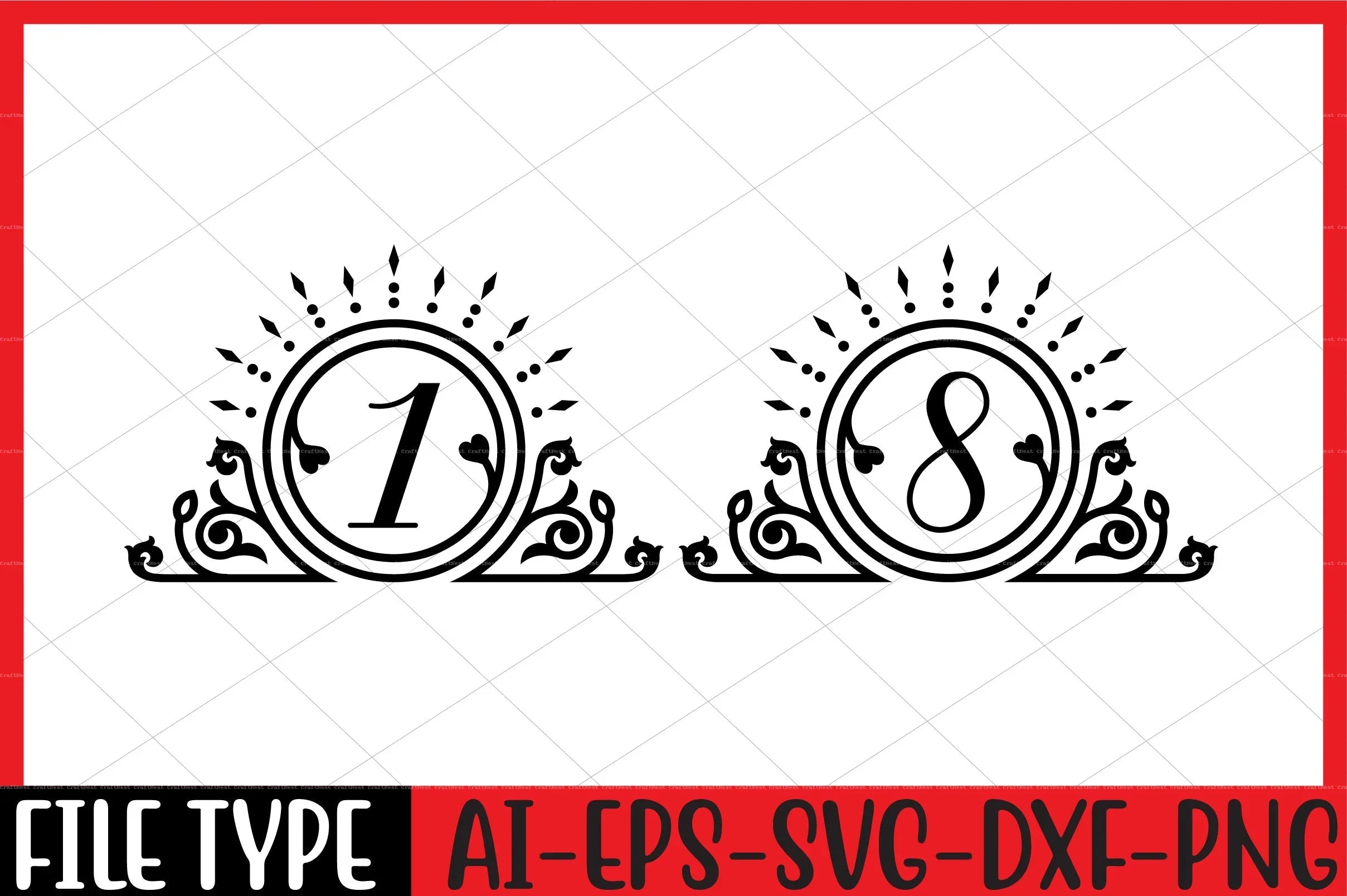 Number SVG Bundle 99 - CraftNest - Digital Crafting and Art